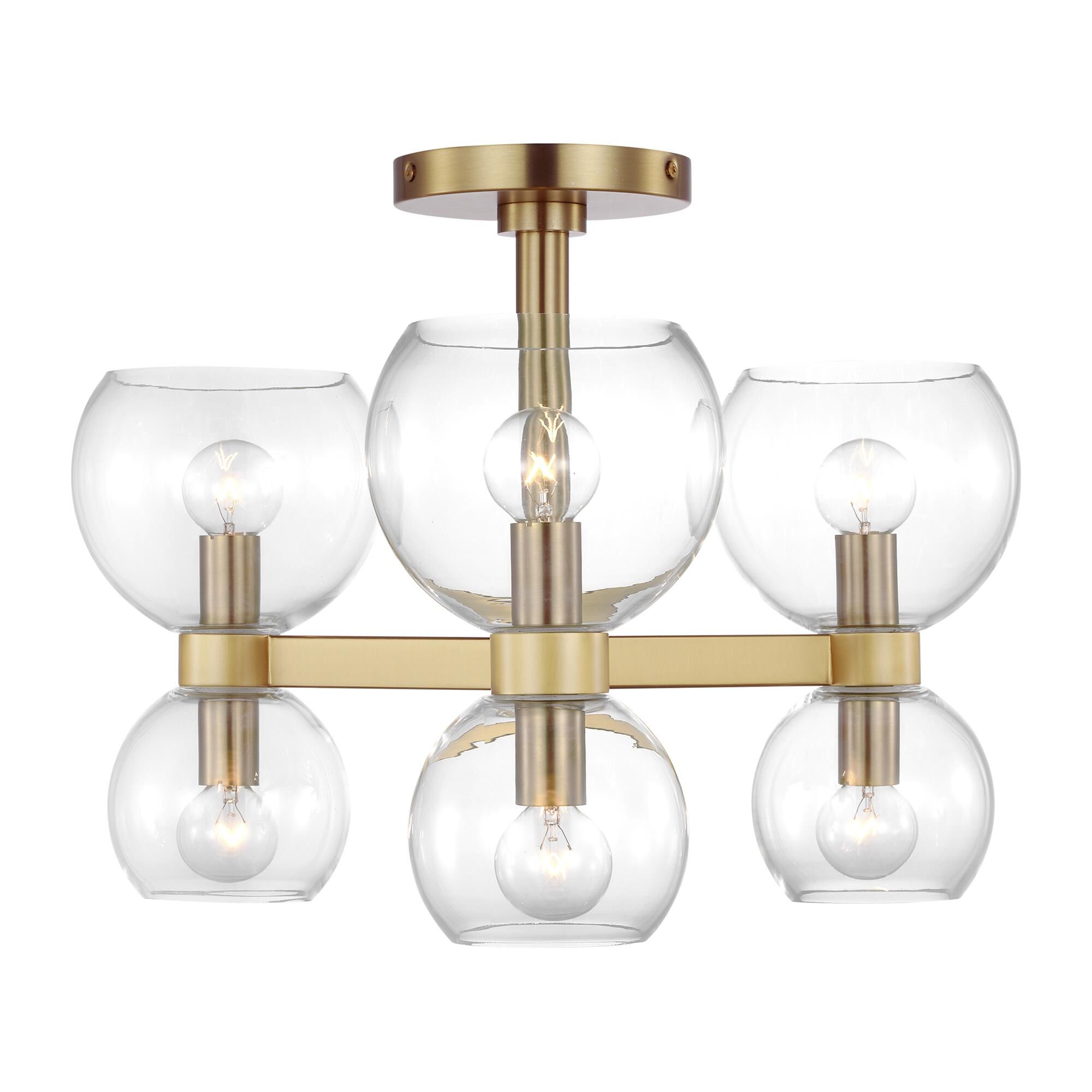 Shown in Burnished Brass finish and Clear glass