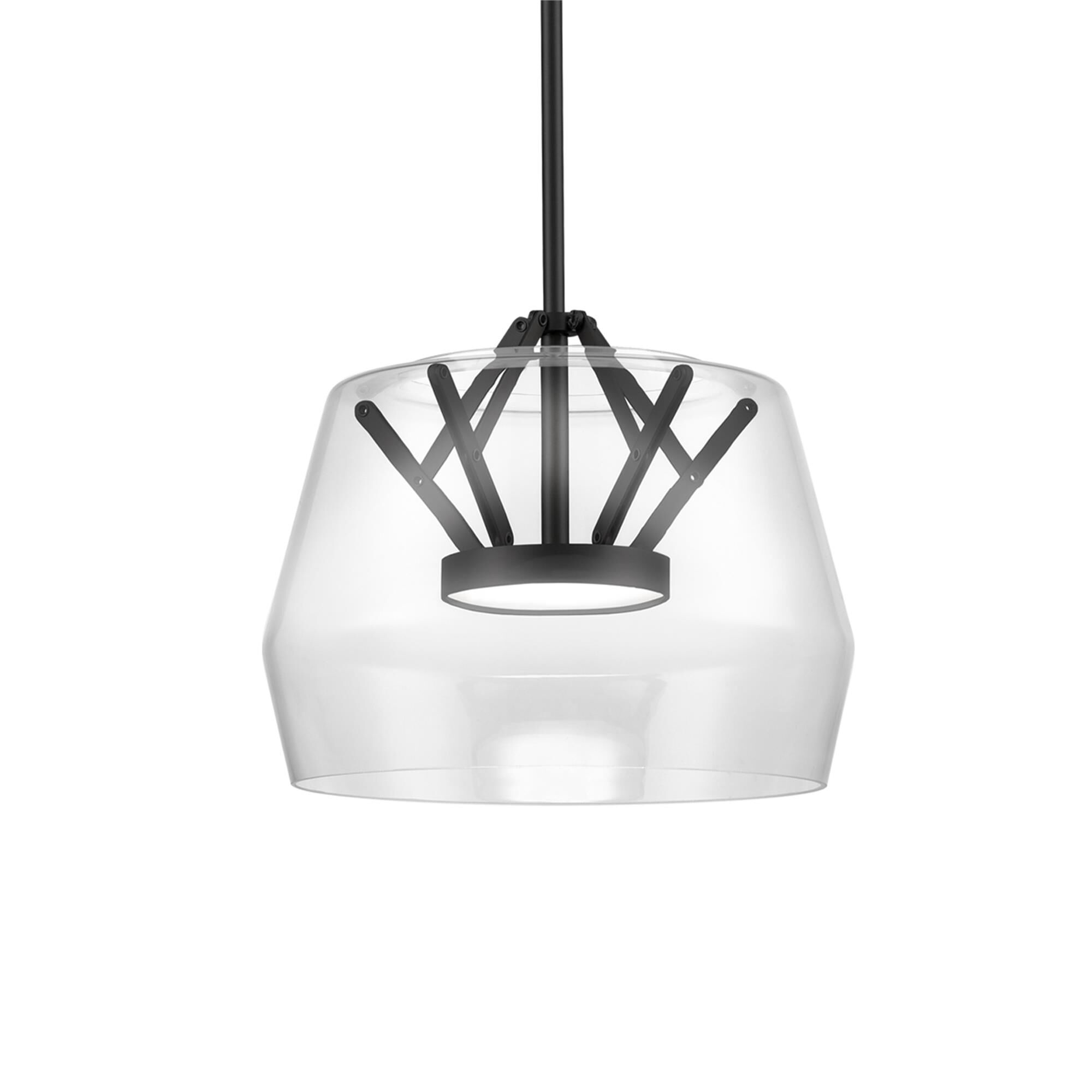 Shown in Black finish and Clear glass