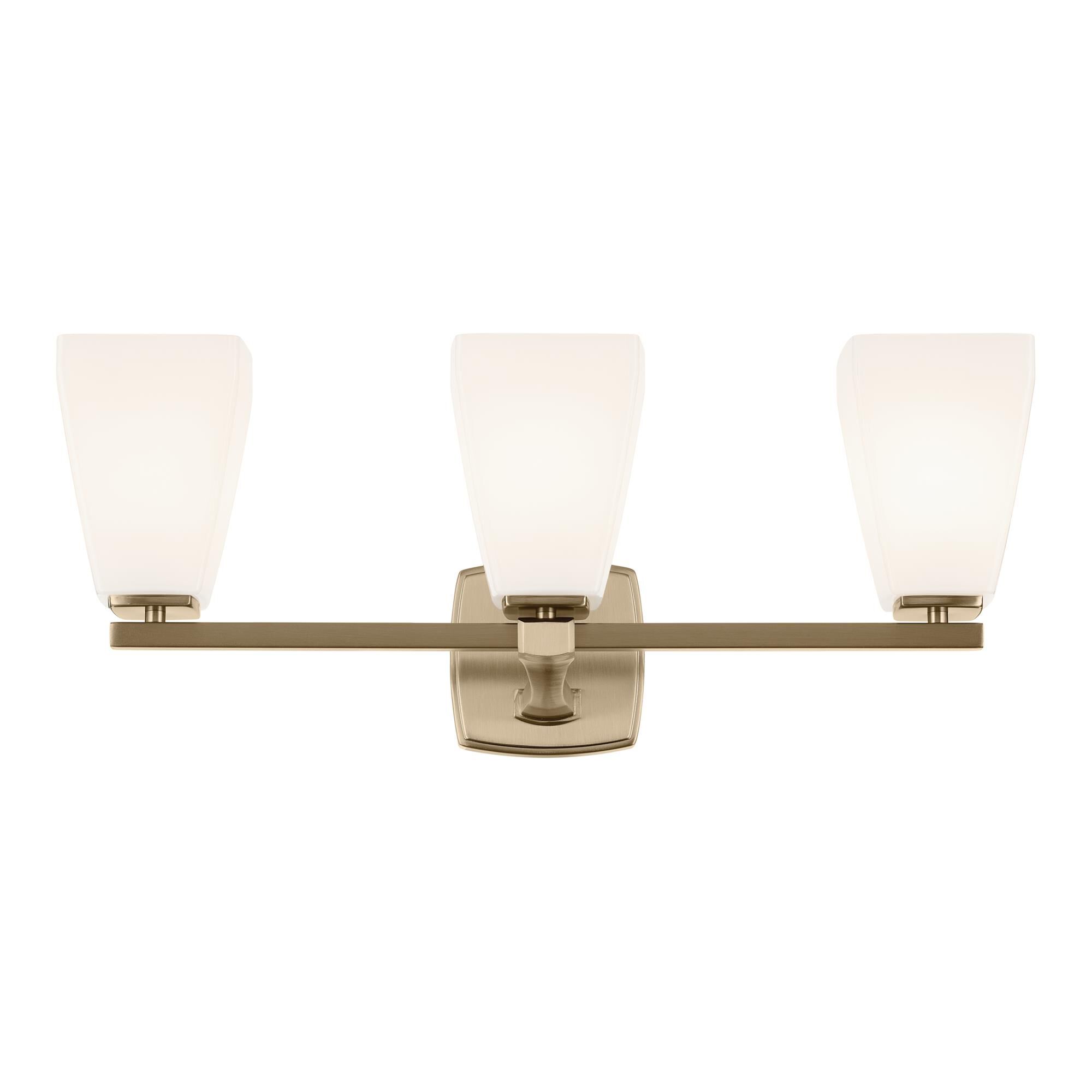 Shown in Champagne Bronze finish and Opal glass