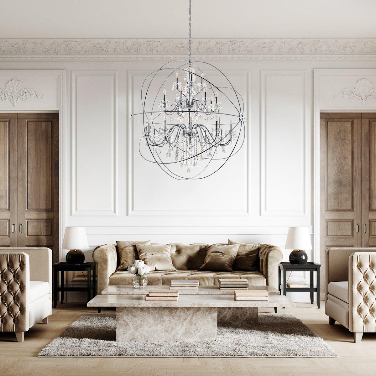 Shown in Chrome finish and Clear Royal Cut crystal