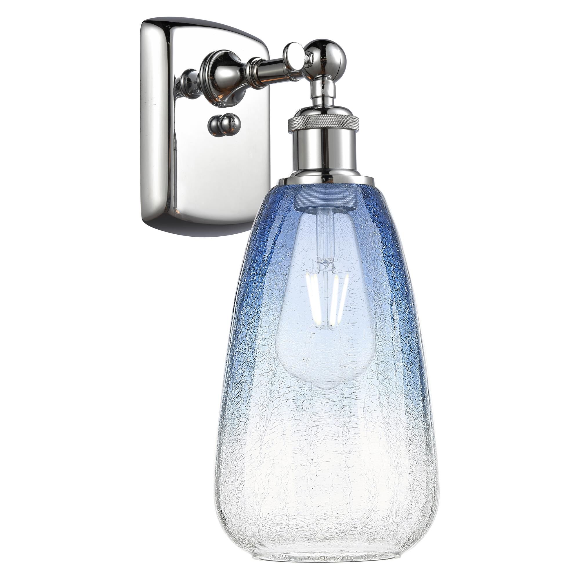 Shown in Polished Chrome finish and Sapphire Blue glass