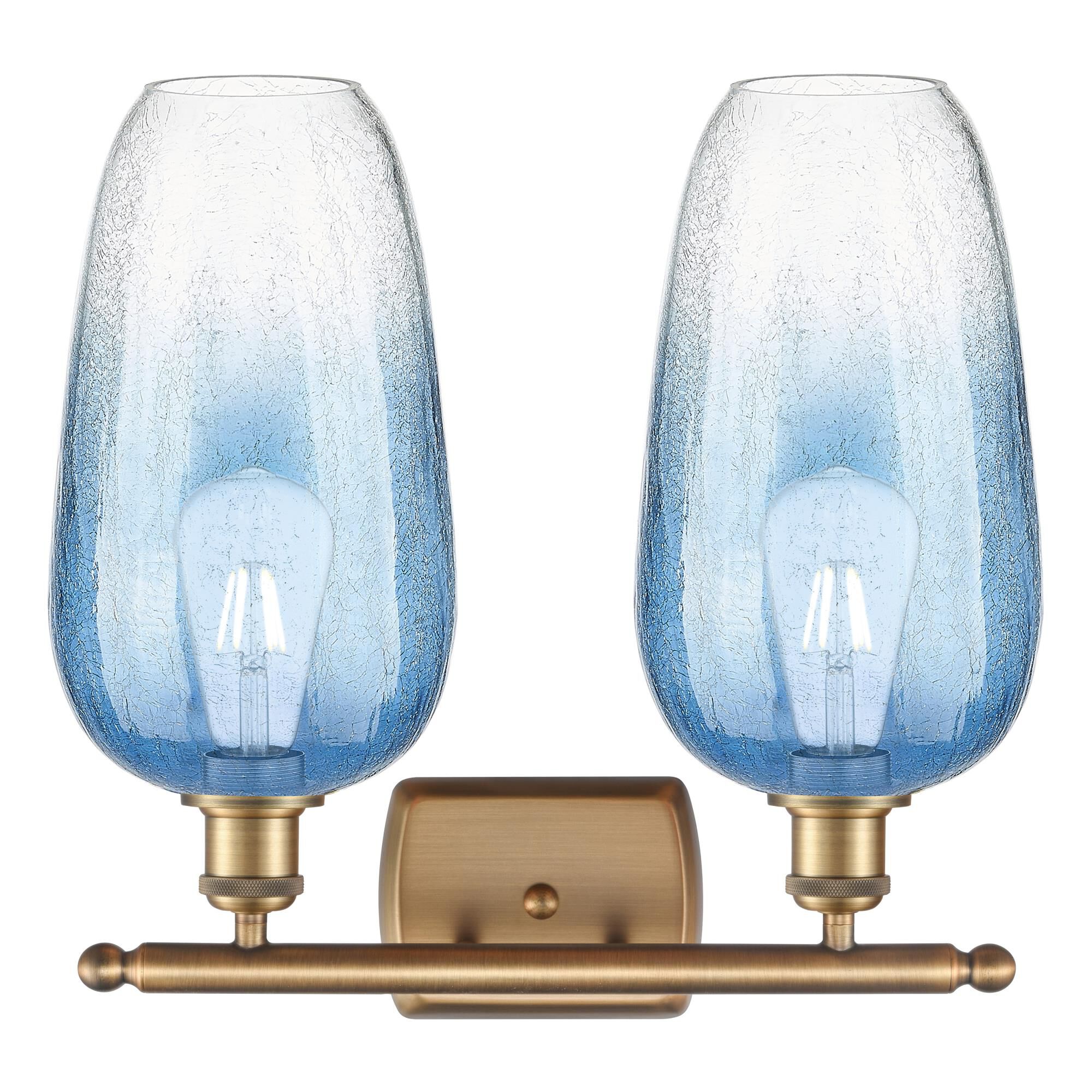 Shown in Brushed Brass finish and Sapphire Blue glass