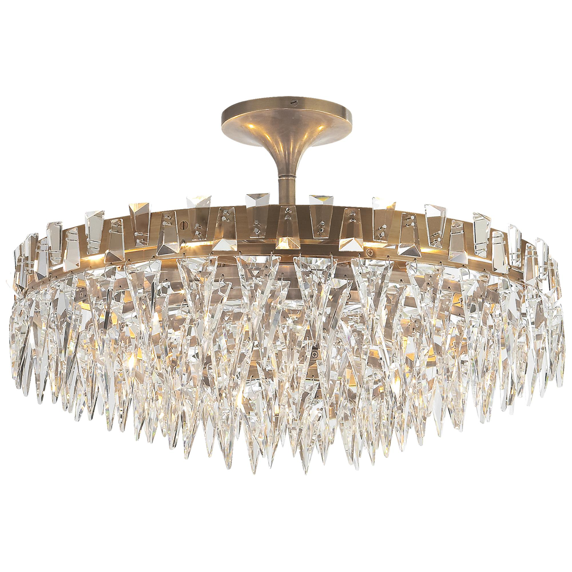 Shown in Hand-Rubbed Antique Brass finish and Crystal glass