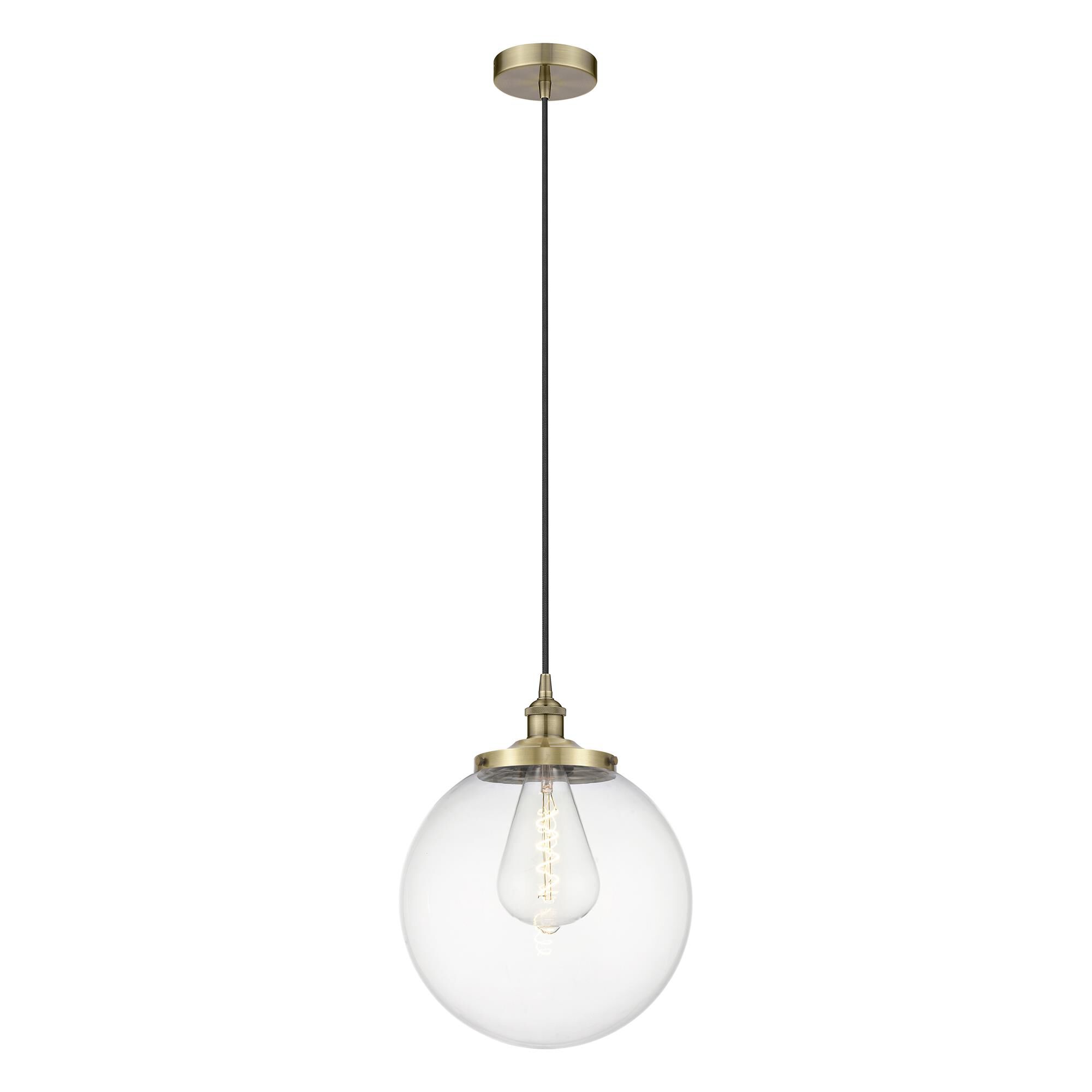 Shown in Antique Brass finish and Clear glass