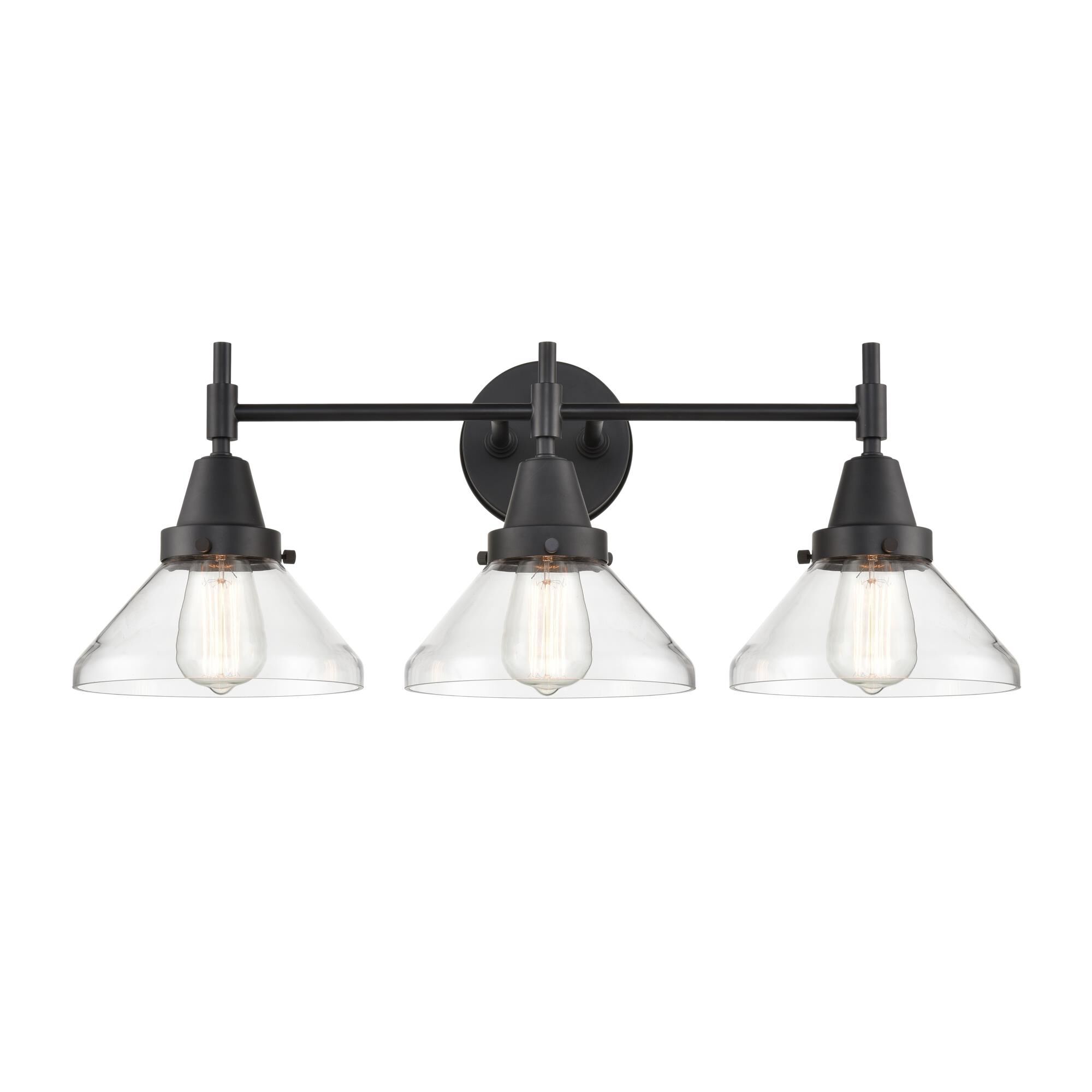 Shown in Matte Black finish and Clear Caden glass