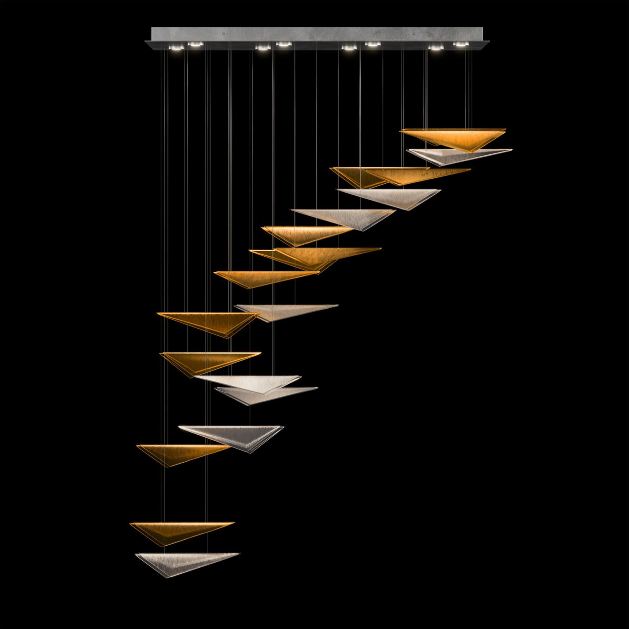 Shown in Silver finish and Amber Linear glass