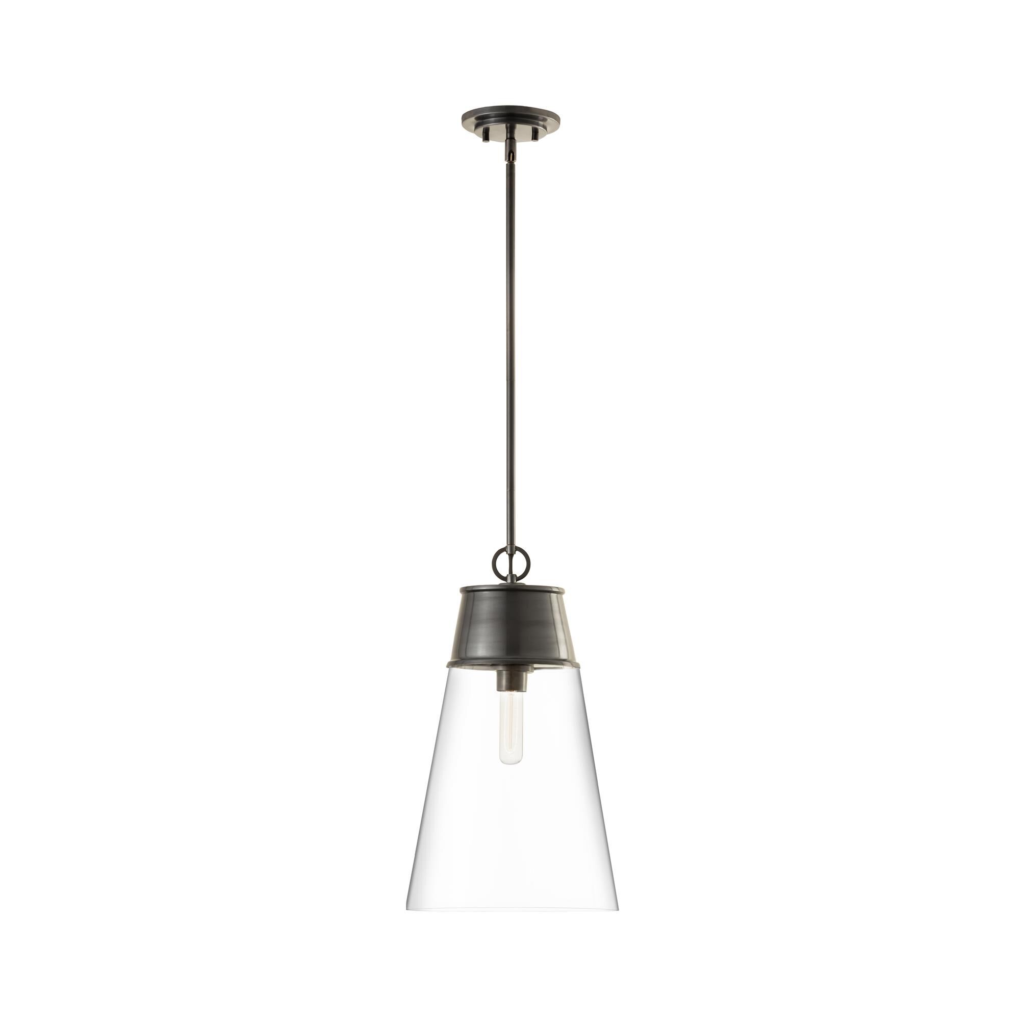 Shown in Plated Bronze finish and Glass shade