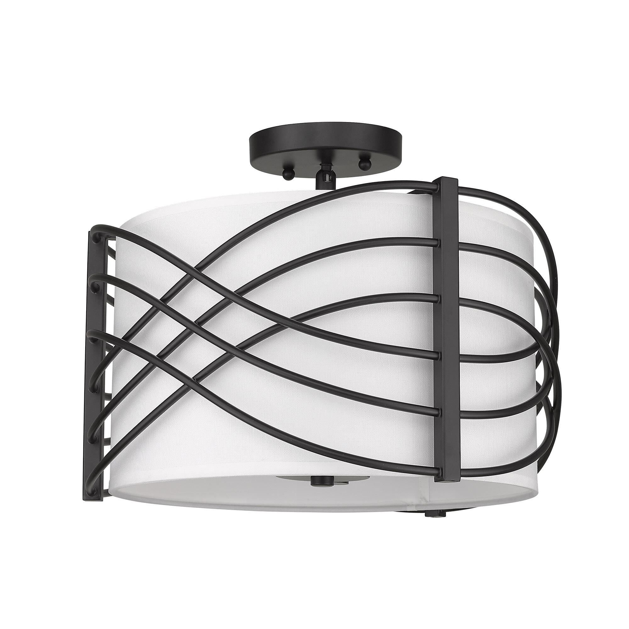 Zara 14 Inch 3 Light Semi Flush Mount by Golden Lighting