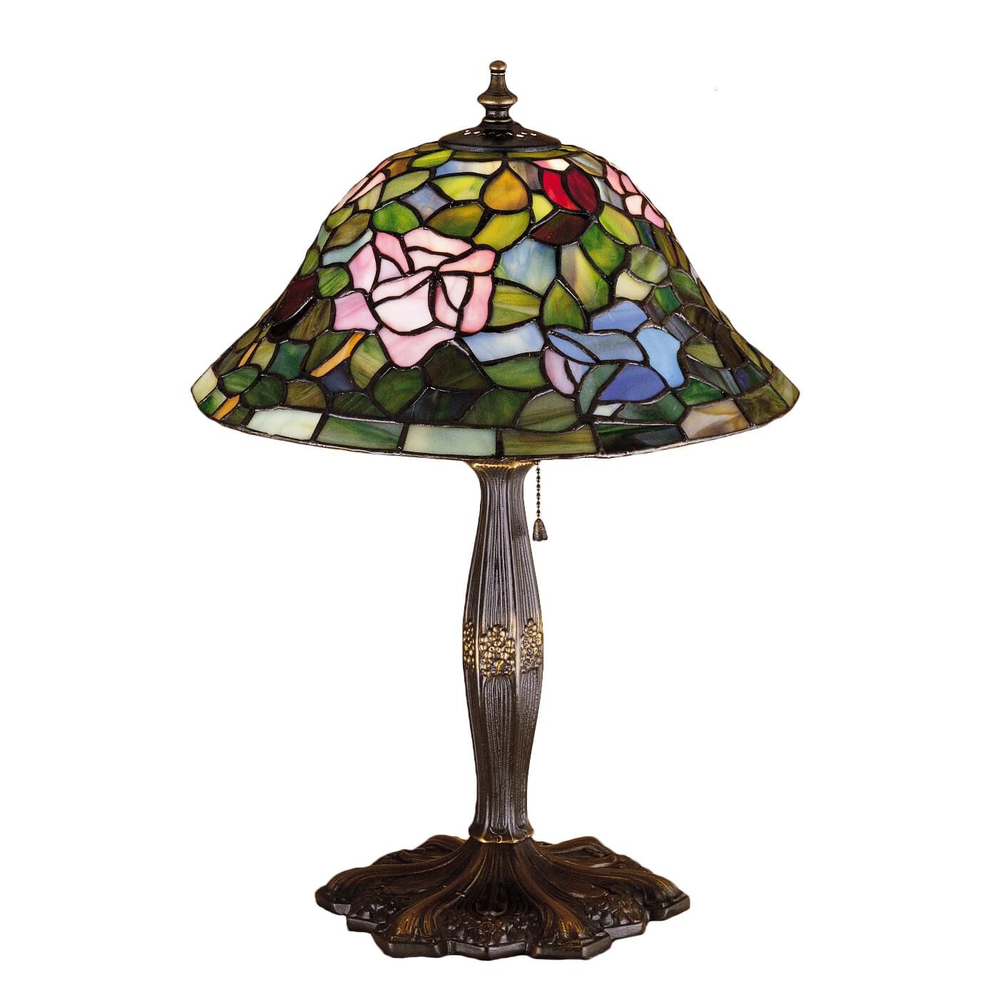 Shown in Mahogany Bronze finish and Petal Pink-Red-Plum-Garden Green glass