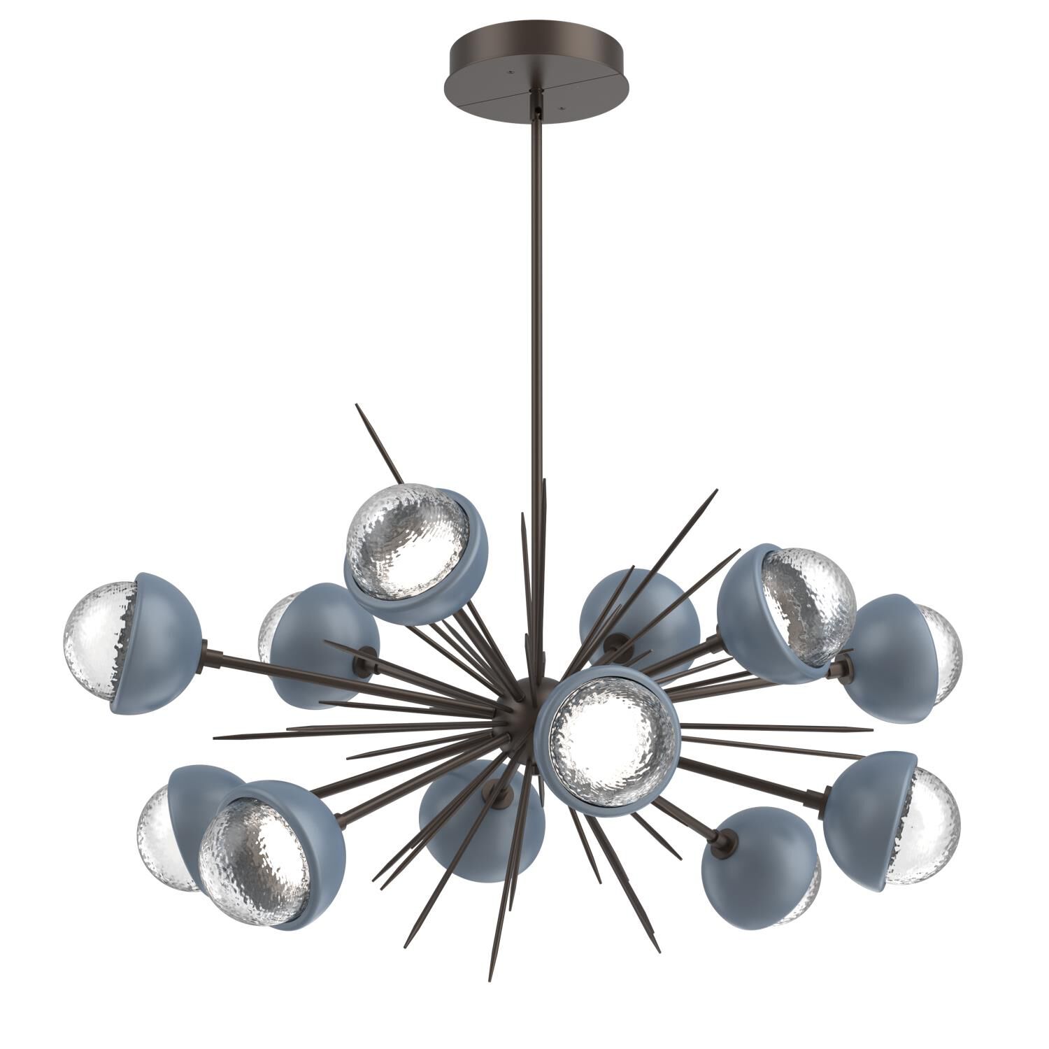 Shown in Flat Bronze finish and Clear glass and Poppy Blue accent