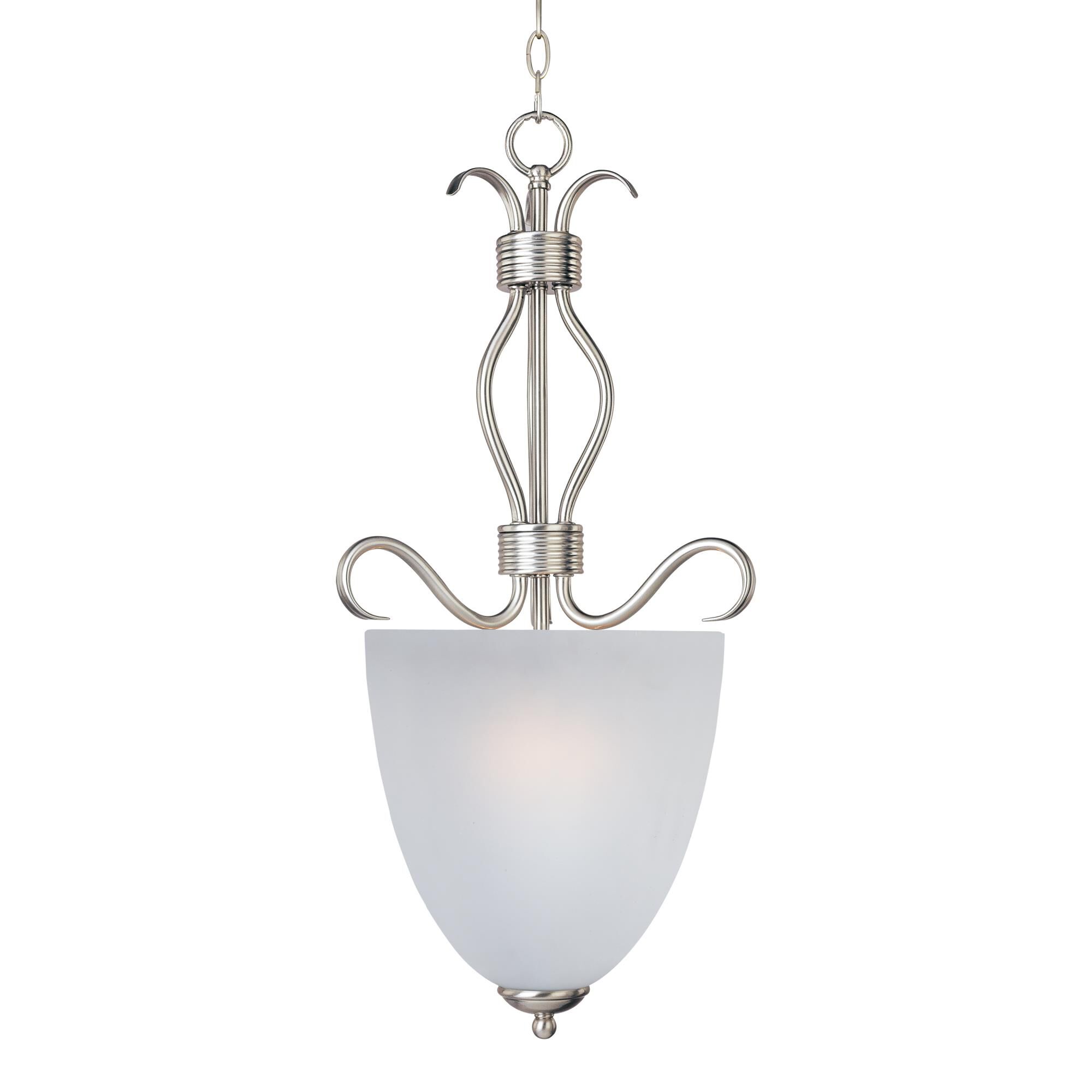 Shown in Satin Nickel finish and Frosted glass and Glass shade