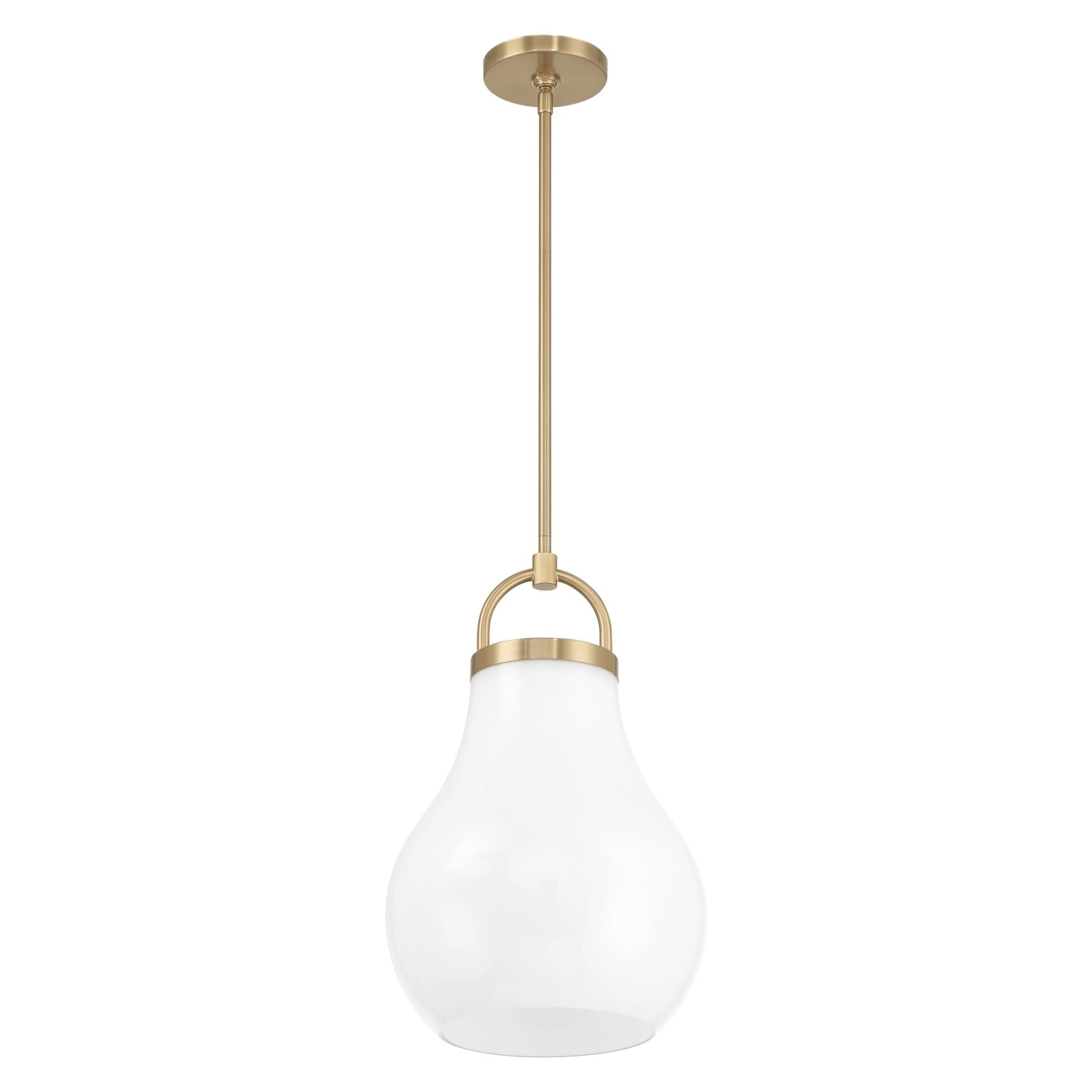 Shown in Champagne Gold finish and Opal glass