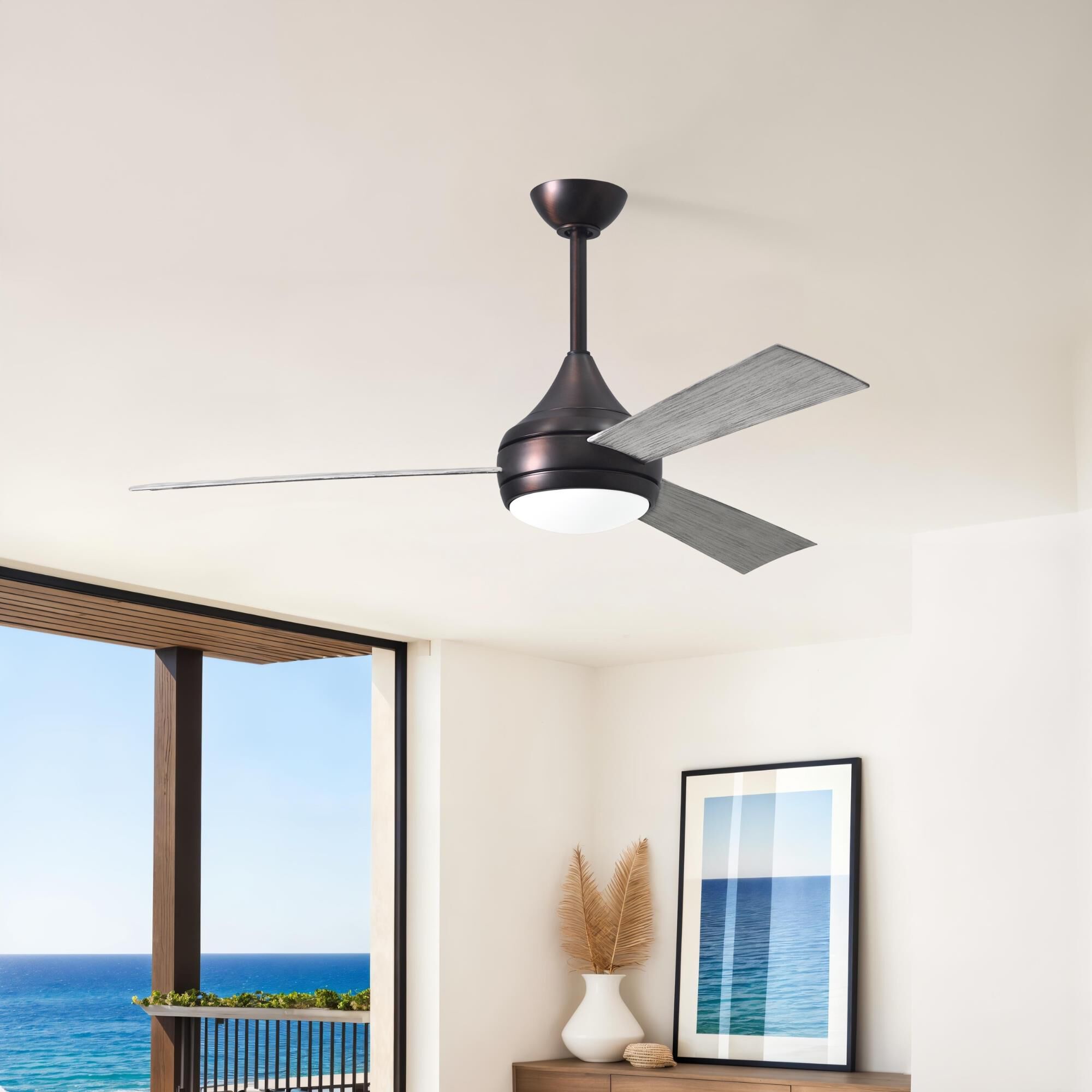 Donaire Outdoor Coastal Wet Rated 52 Inch Ceiling Fan with Light Kit by Matthews Fan Company