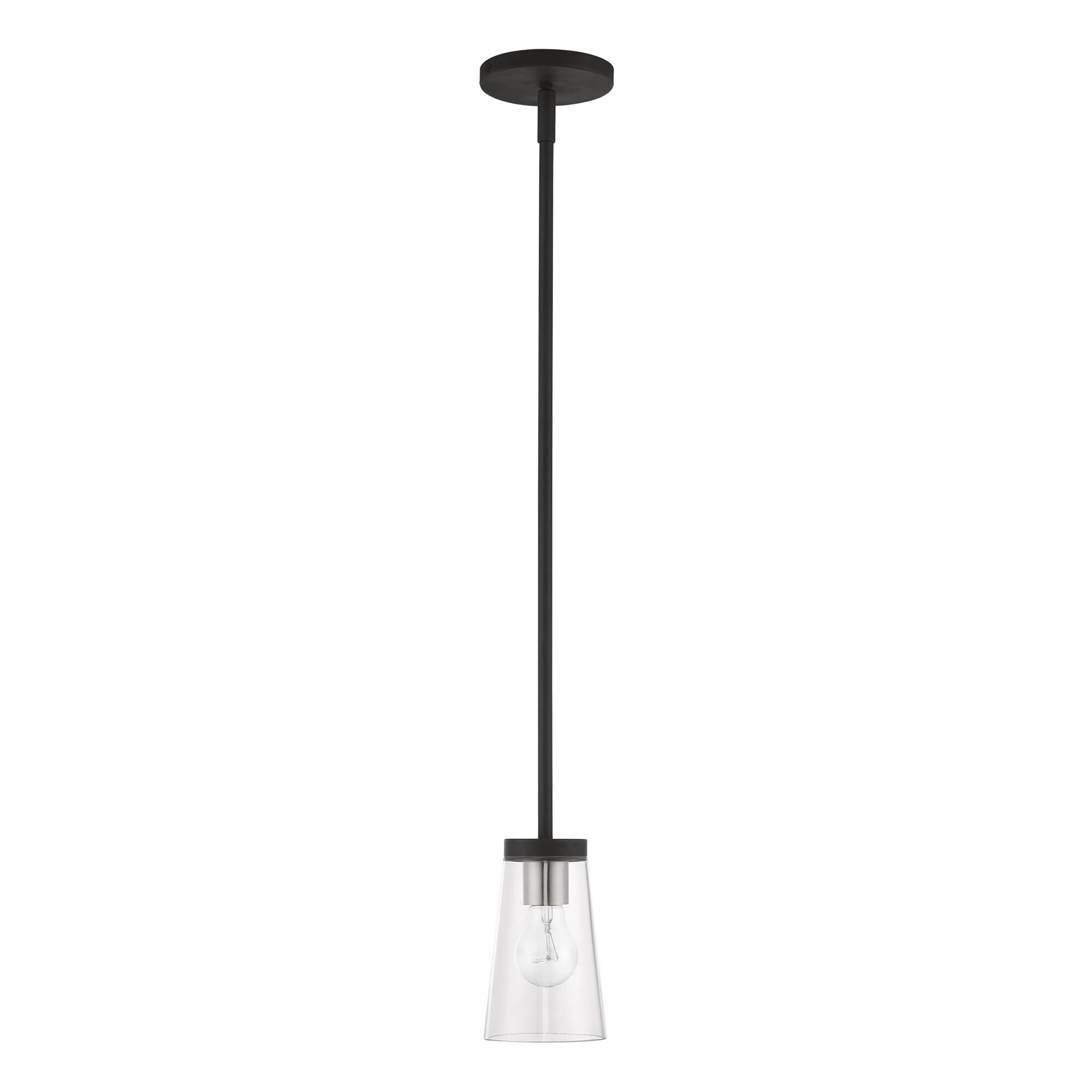 Shown in Black with Brushed Nickel Accents finish and Clear glass