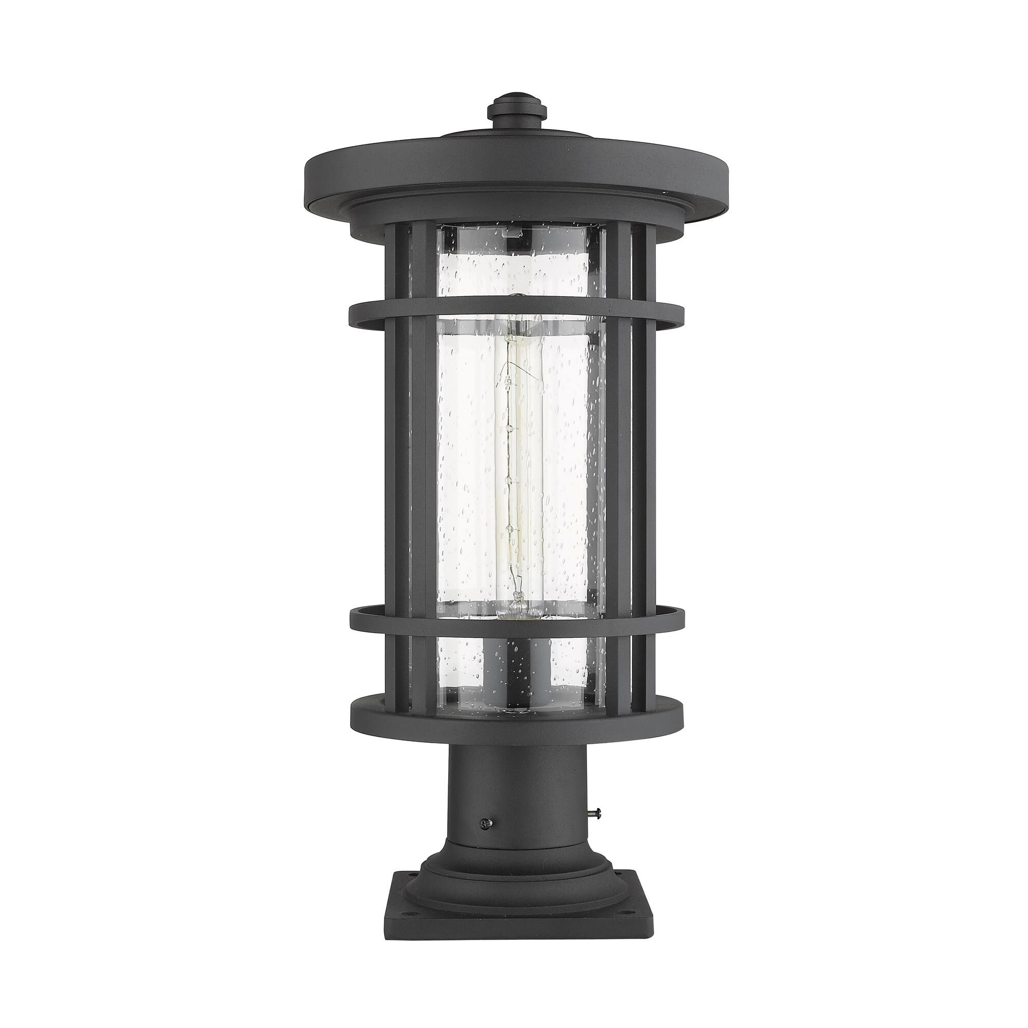 Shown in Black finish and Glass shade
