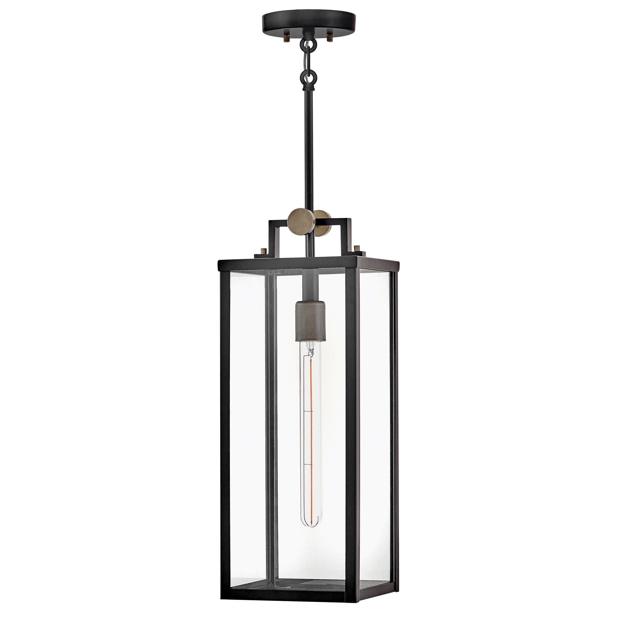 Shown in Black finish and Clear glass and Burnished Bronze accent
