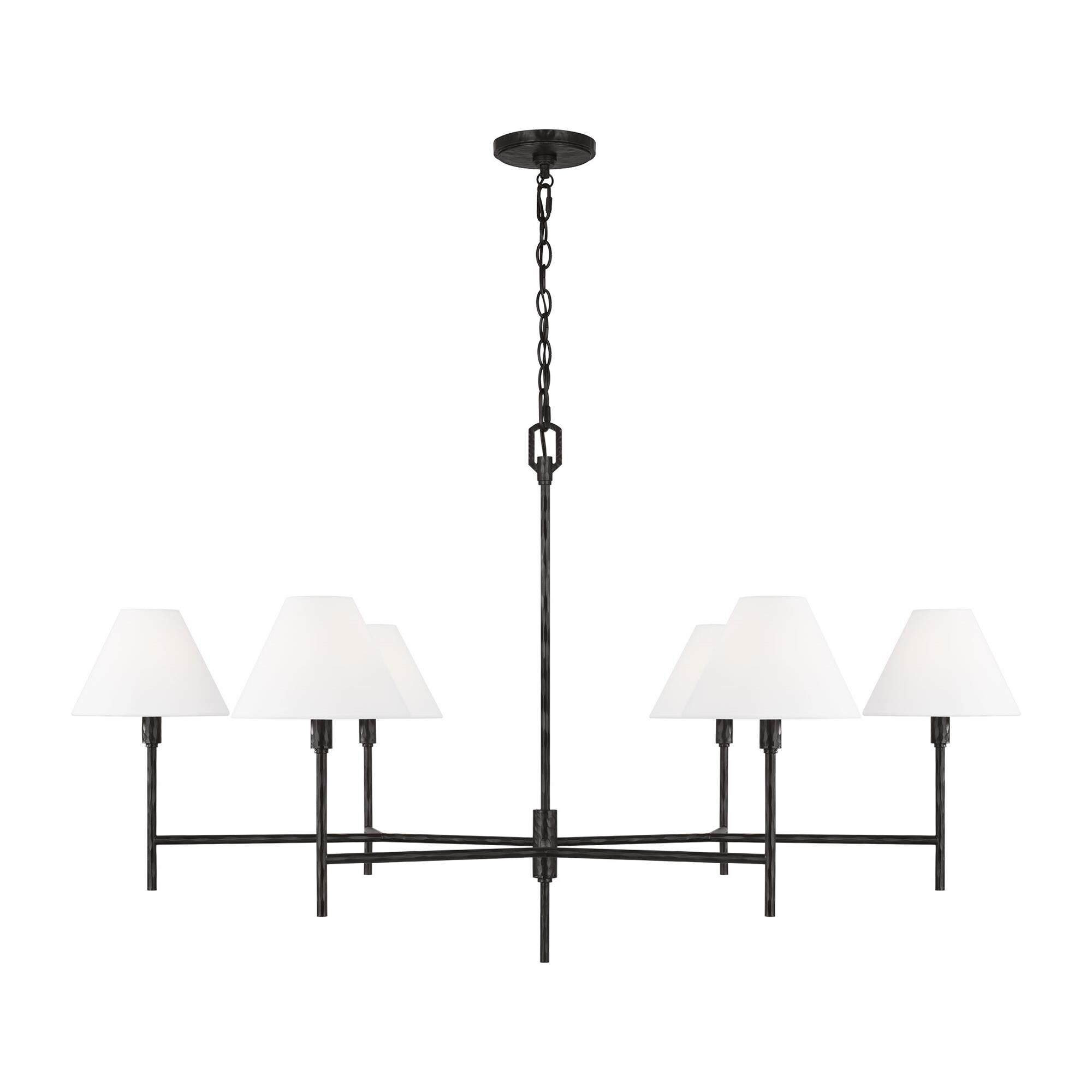 Shown in Aged Iron finish and White Linen shade