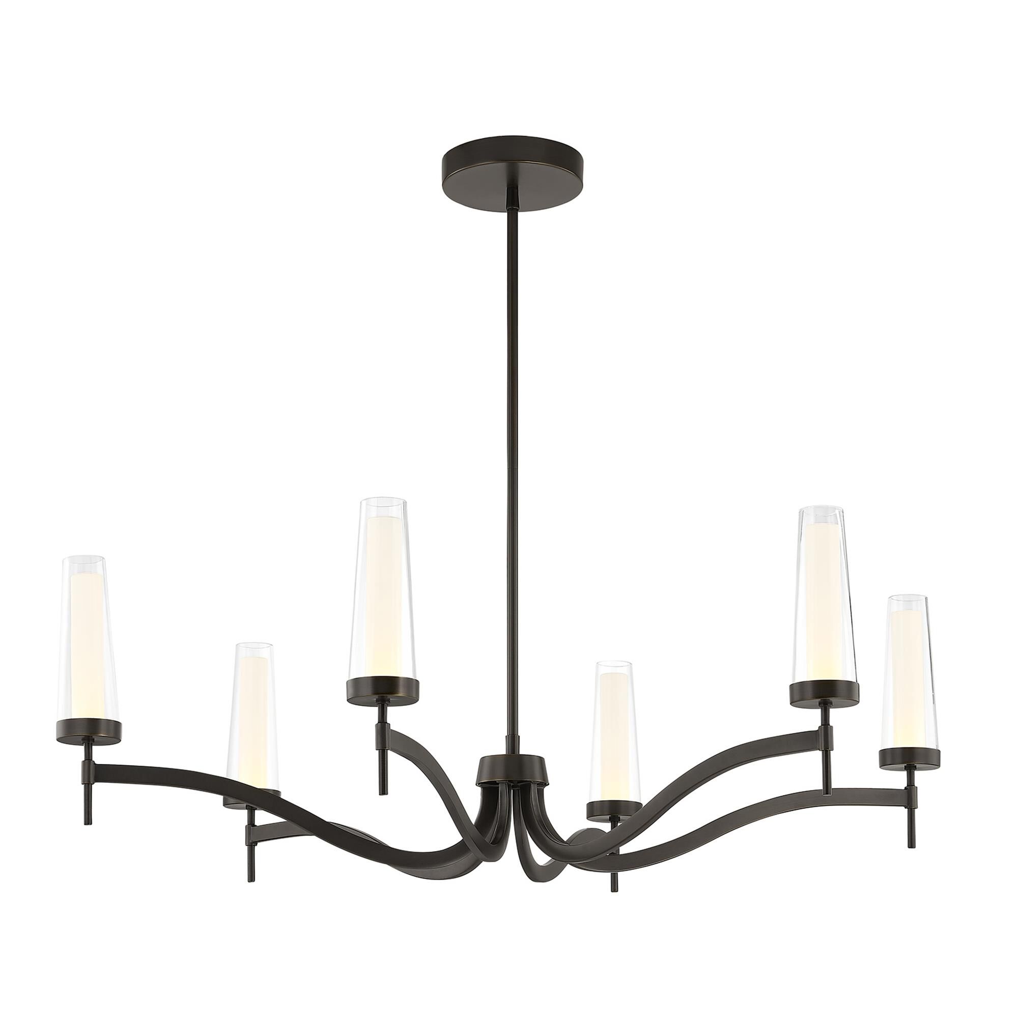 Shown in Mediterranean Bronze finish and Clear/Opal glass