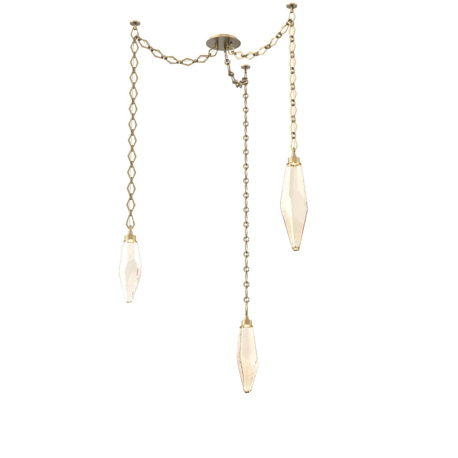 Shown in Gilded Brass finish and Amber glass