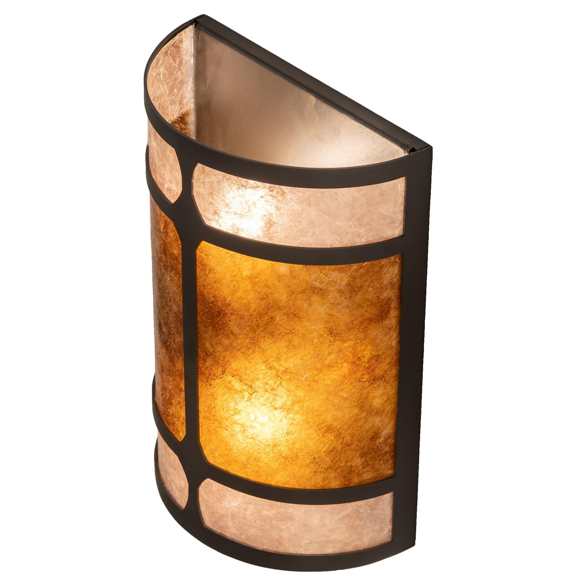 Shown in Wrought Iron finish and Amber Mica;Silver Mica glass