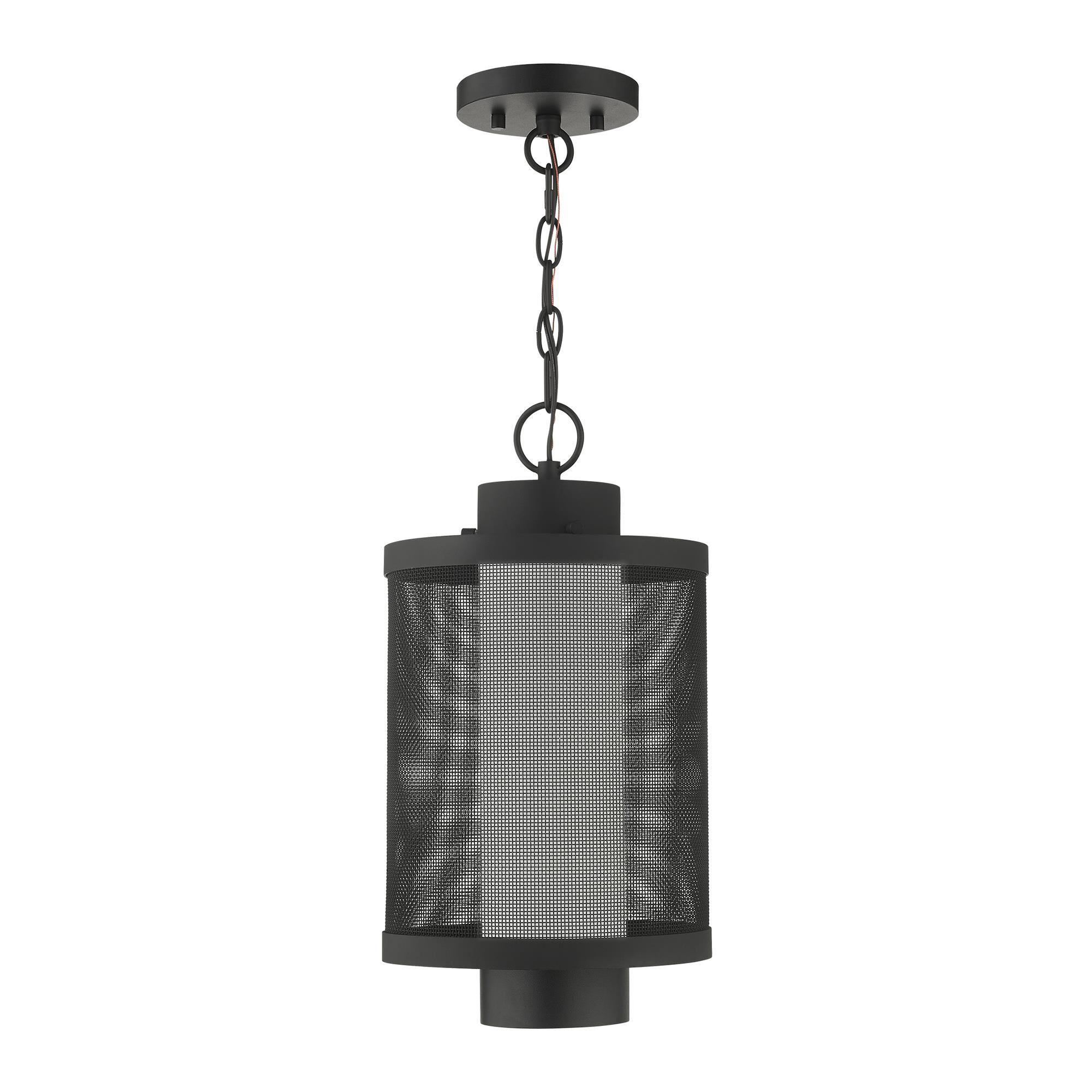 Shown in Textured Black finish and Textured Black Stainless Steel Mesh With Satin Opal White glass and Textured Black Stainless Steel Mesh With Satin Opal White Glass shade