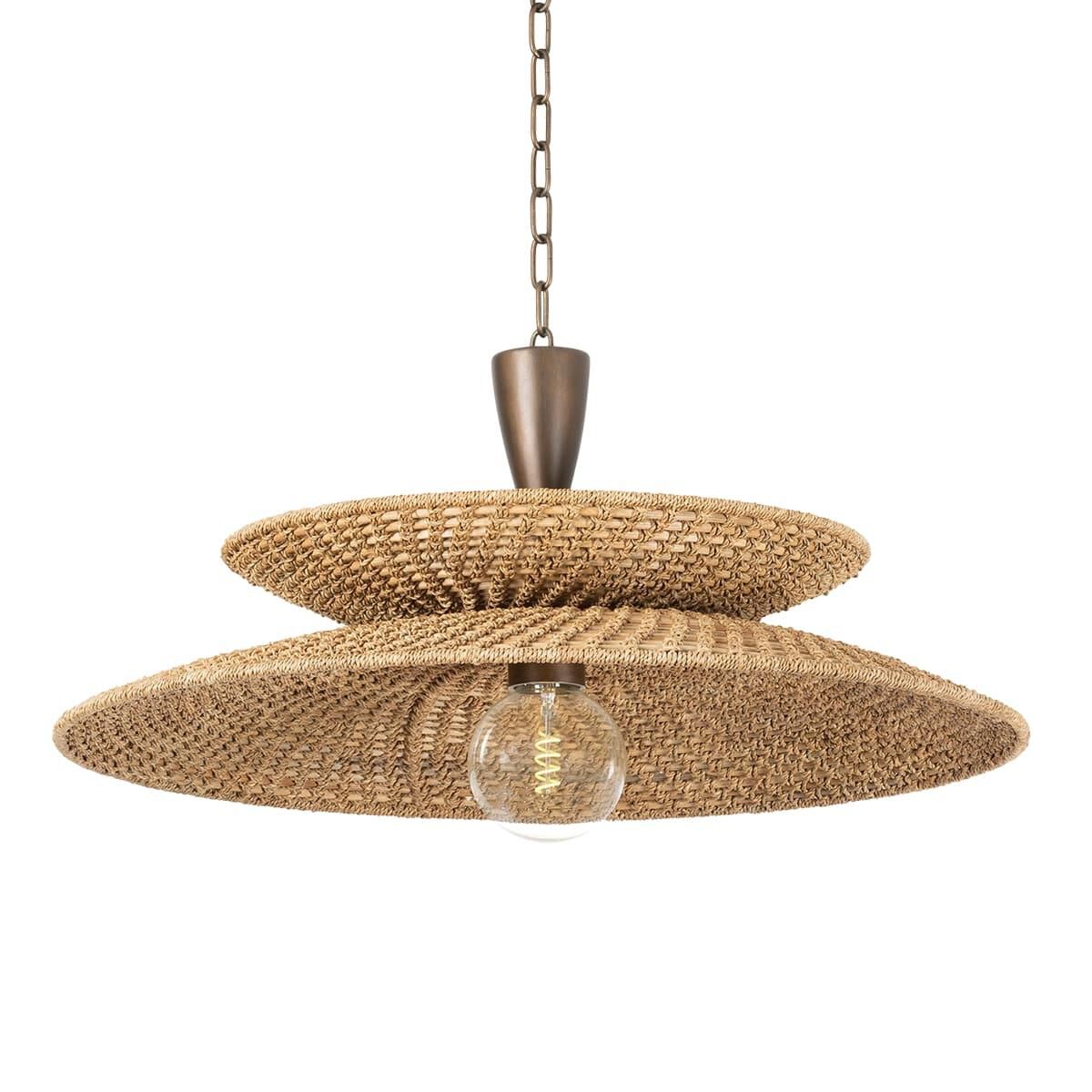 Shown in Bronze Leaf finish and Natural Abaca shade