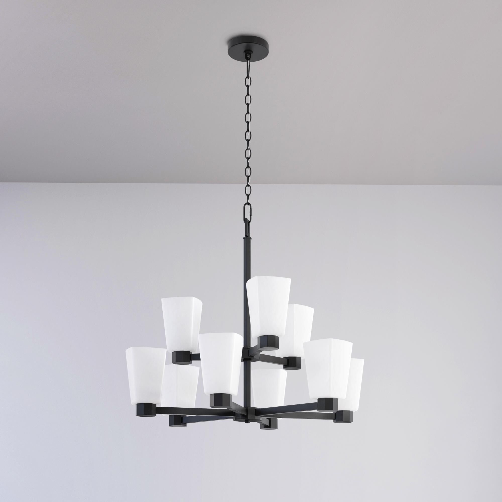 Shown in Matte Black finish and Frosted White glass