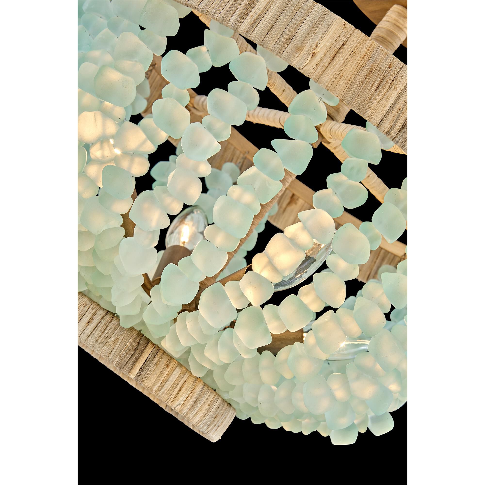 Shown in Burnished Gold finish and Blue Sea glass
