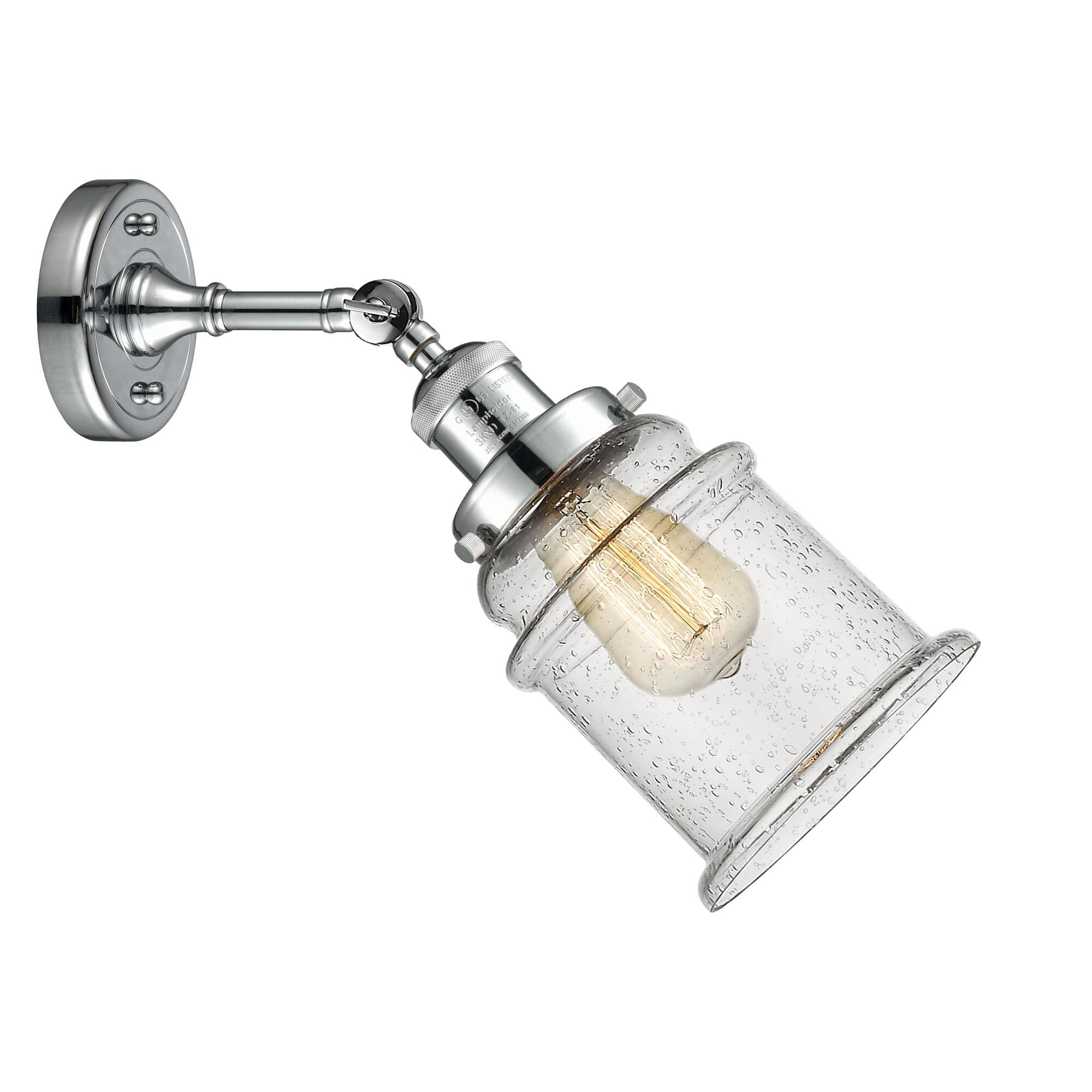 Shown in Polished Chrome finish and Seedy glass and None accent