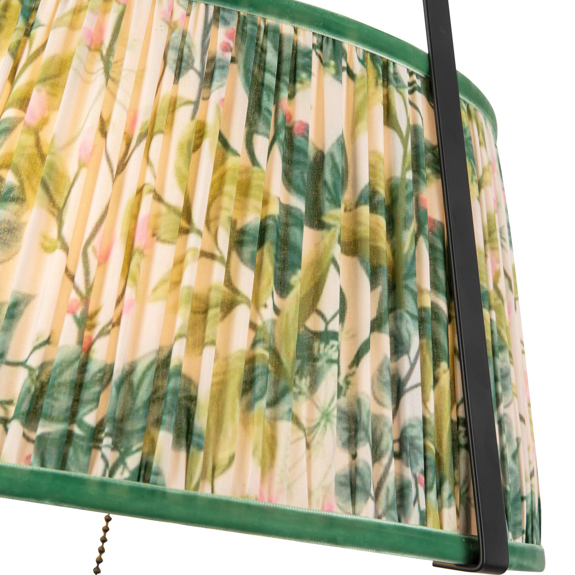 Shown in Matte Black finish and Green Linen shade