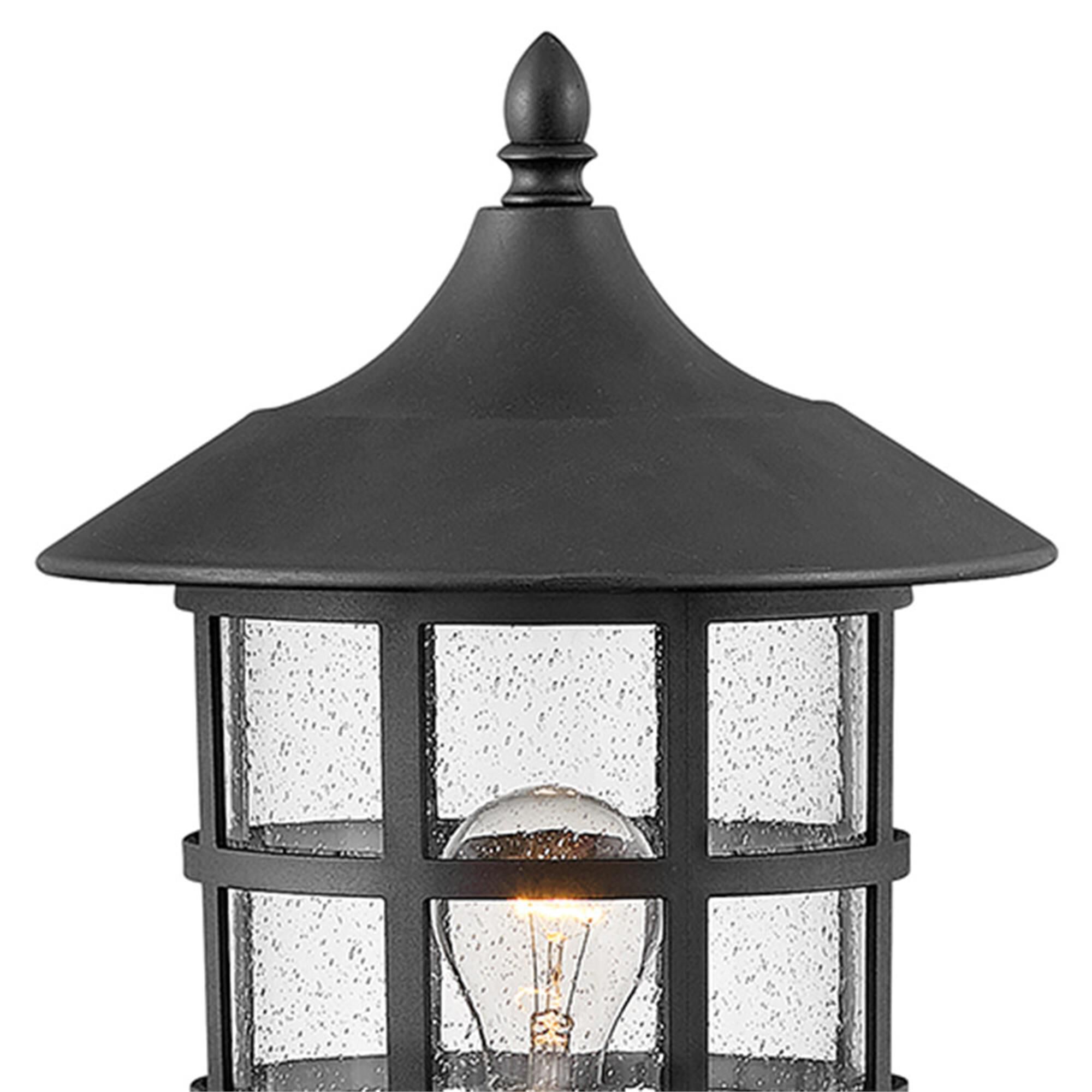 Shown in Textured Black finish and Clear Seedy glass