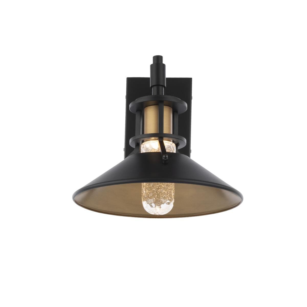 Shown in Black and Aged Brass finish and Hammered Seedy Diffuser glass