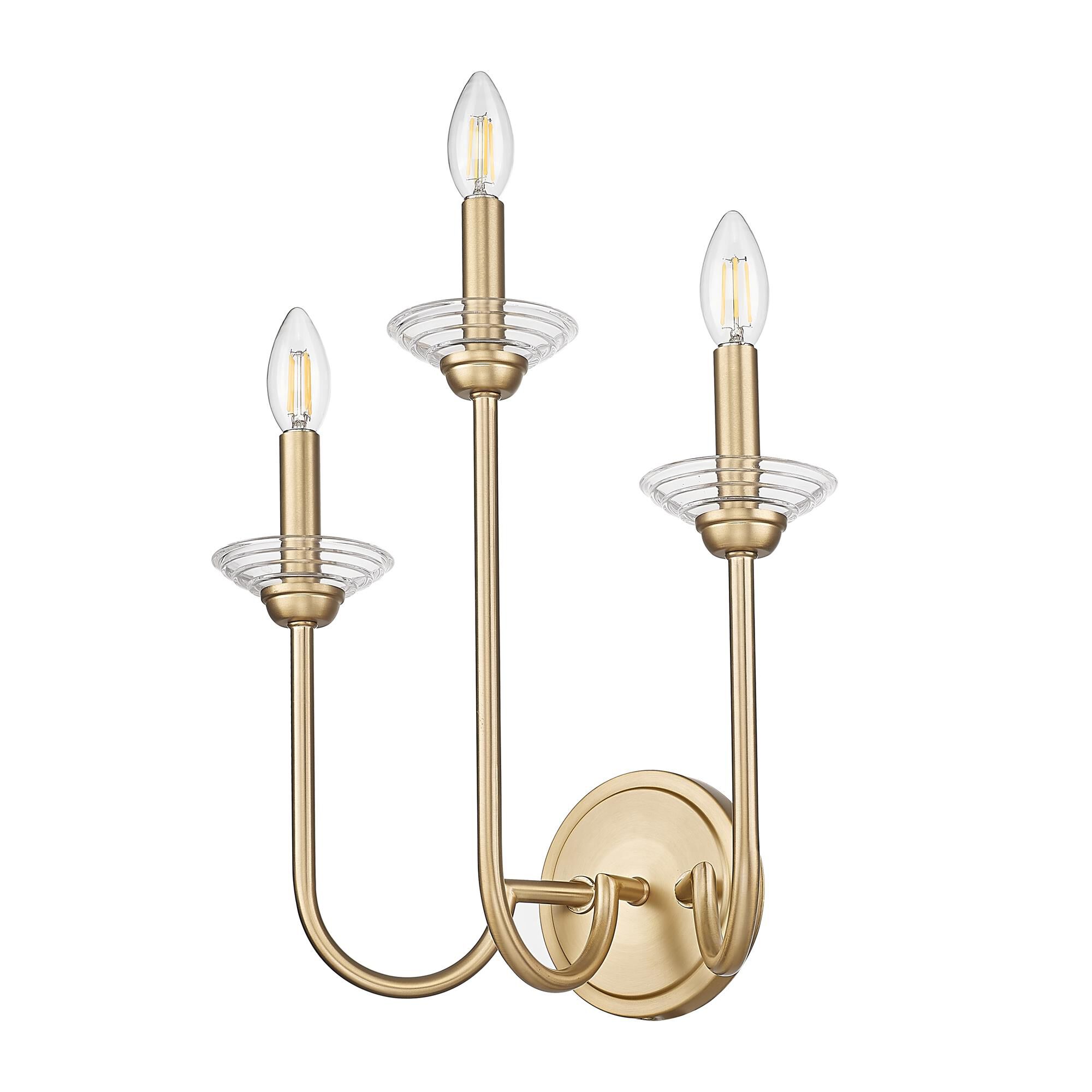 Shown in Modern Gold finish and Clear Ribbed glass and Clear Ribbed shade