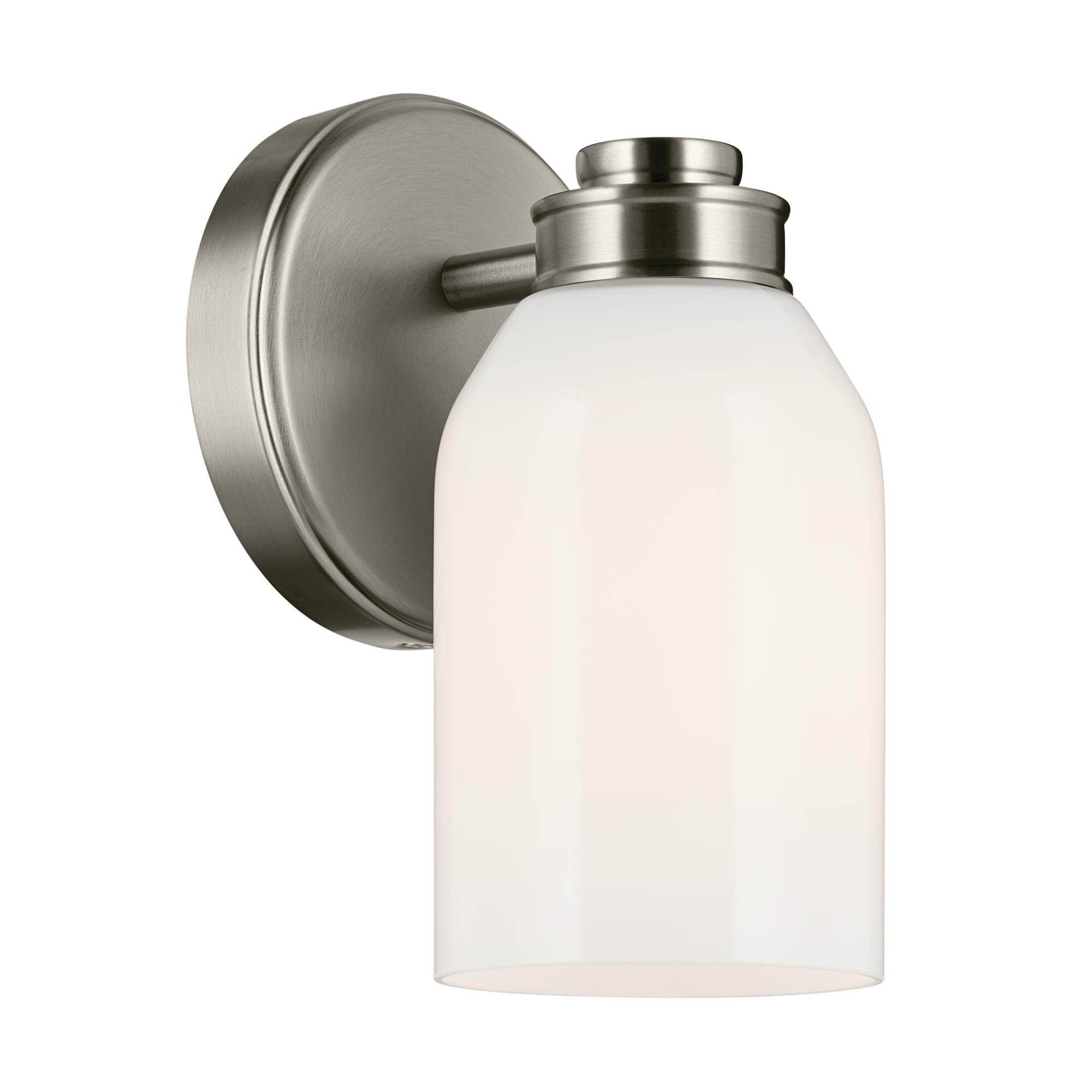 Shown in Brushed Nickel finish and Opal glass