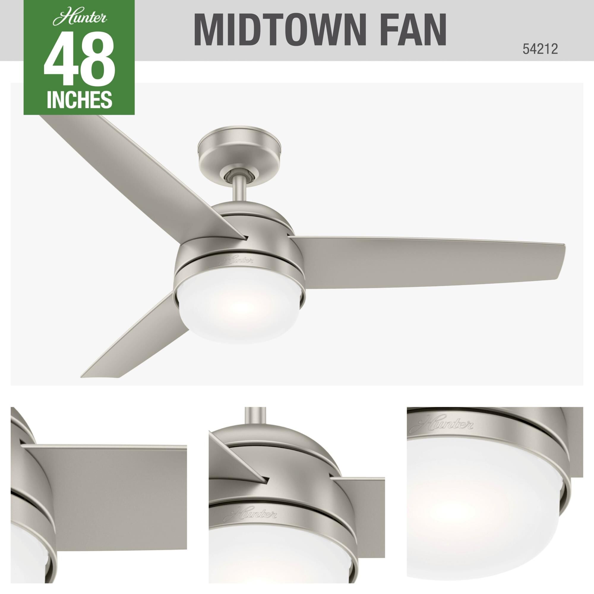 Midtown 48 Inch Ceiling Fan with Light Kit by Hunter Fan