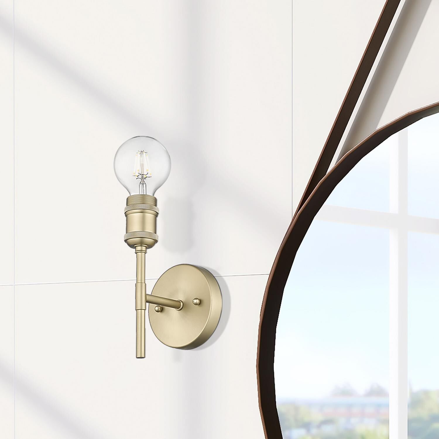 Shown in Brushed Champagne Bronze finish and Without Glass glass and Brushed Champagne Bronze shade