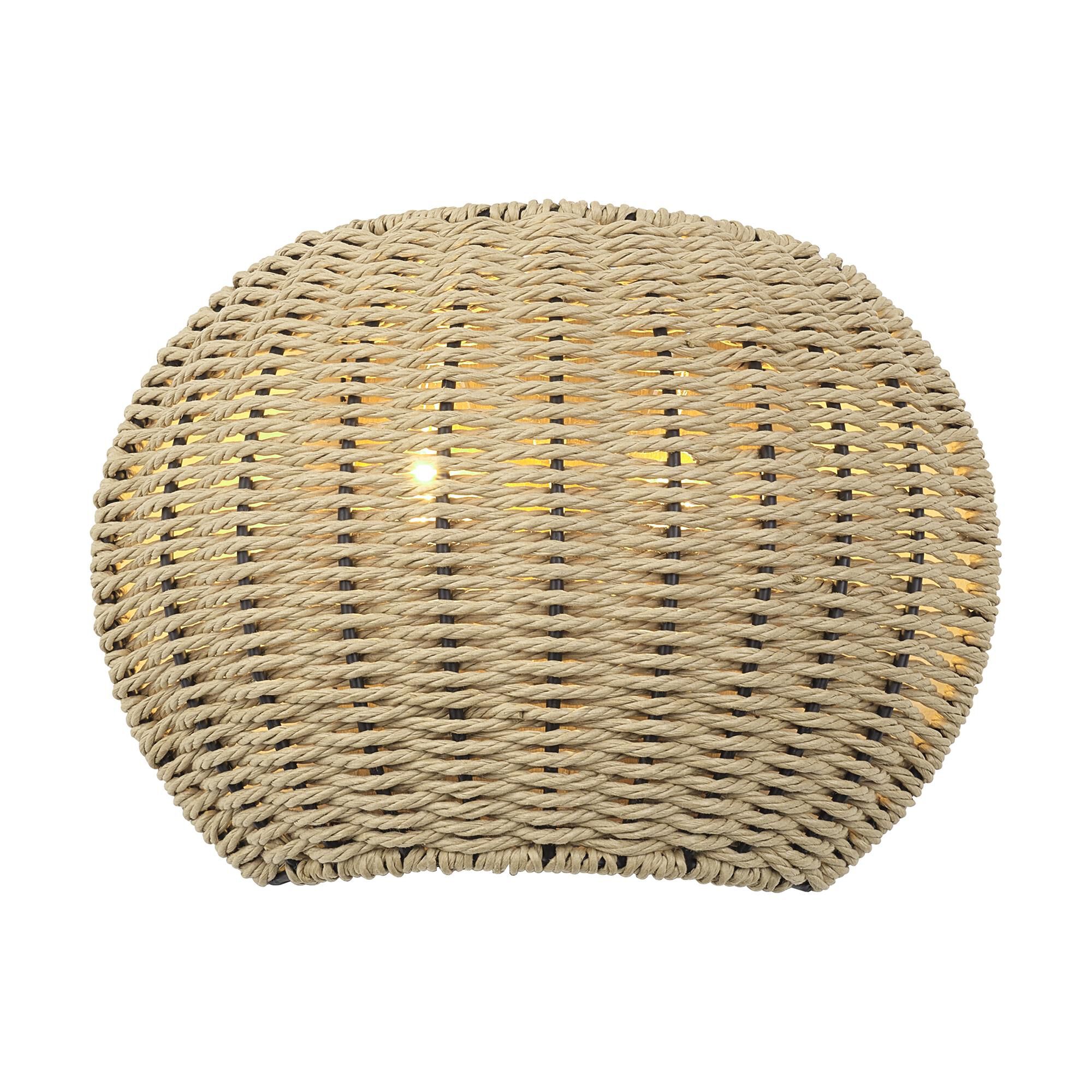 Shown in Antique Gold Leaf finish and Hand-Woven French Beige Paper Rope shade