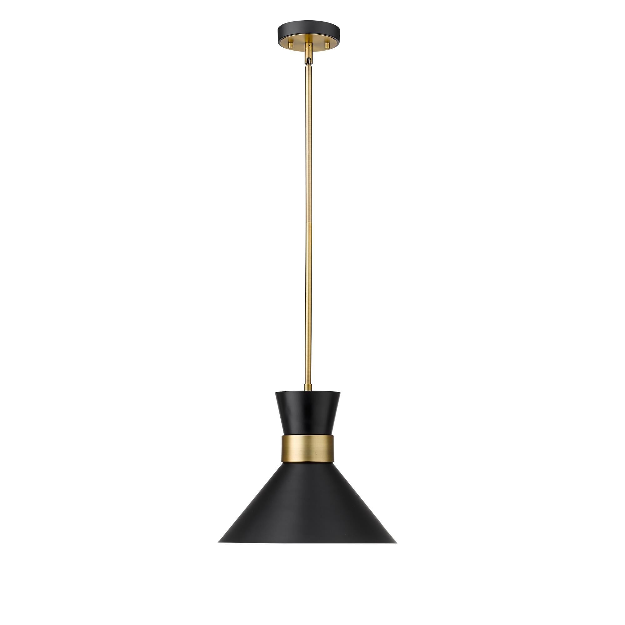 Shown in Matte Black + Heritage Brass finish and Metal glass and Metal shade