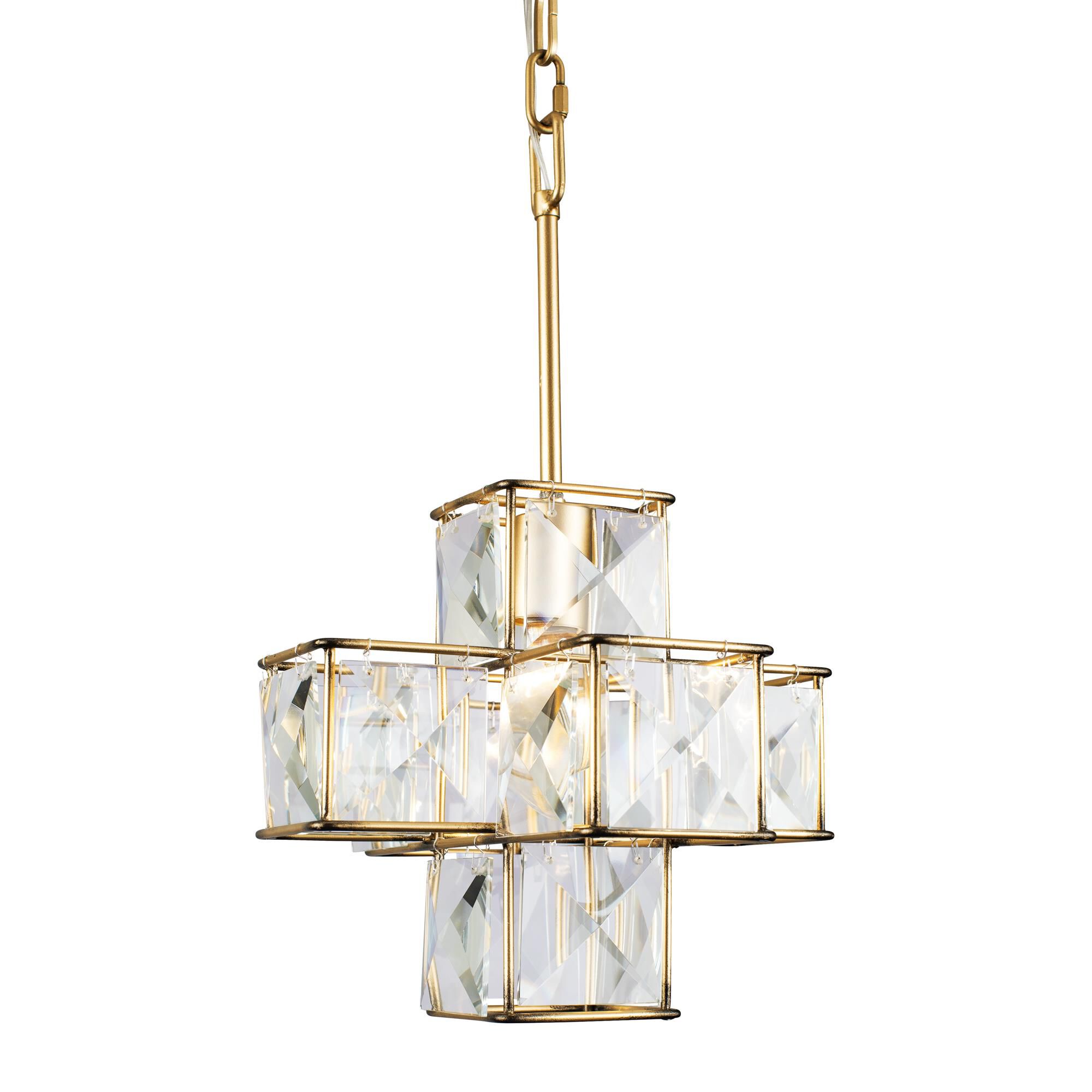 Shown in Calypso Gold finish and Faceted Panels - Clear crystal