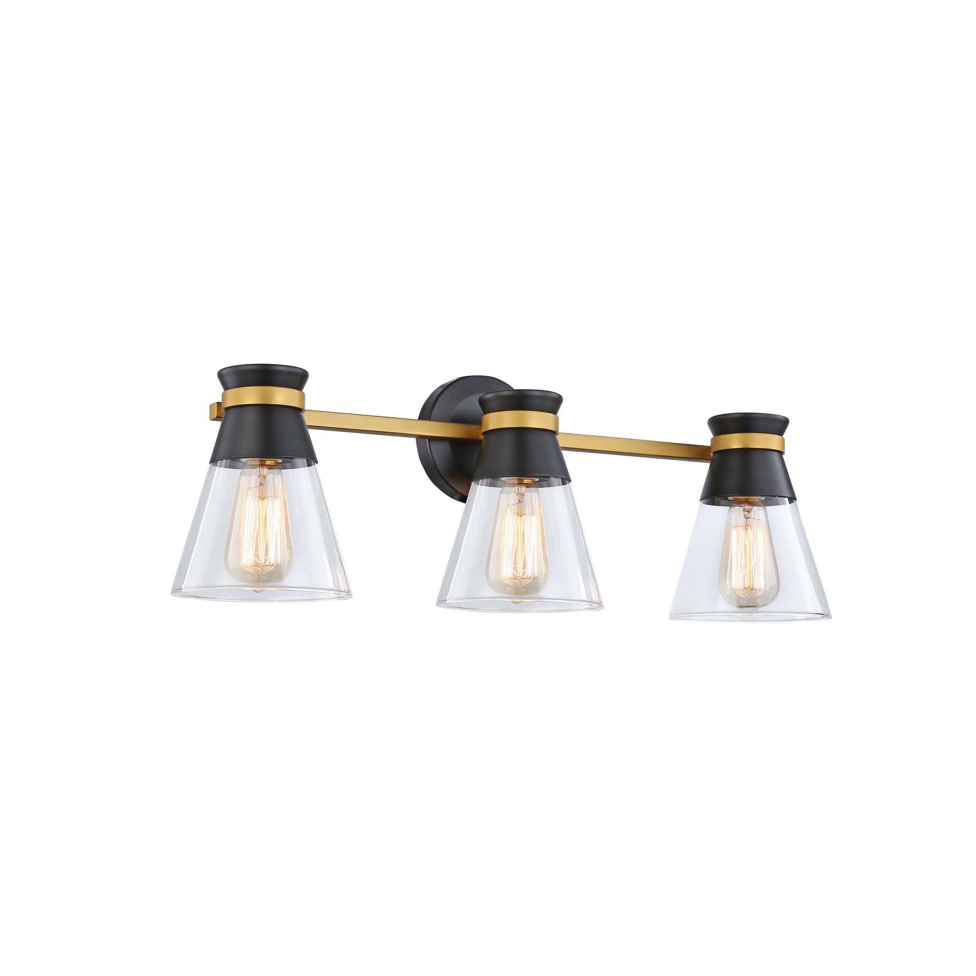 Shown in Black & Brushed Brass finish and Glass shade