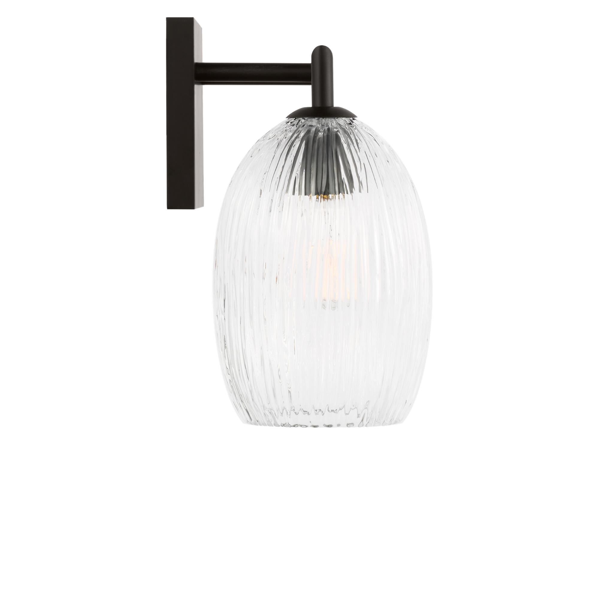 Shown in Aged Iron finish and Striped Clear glass