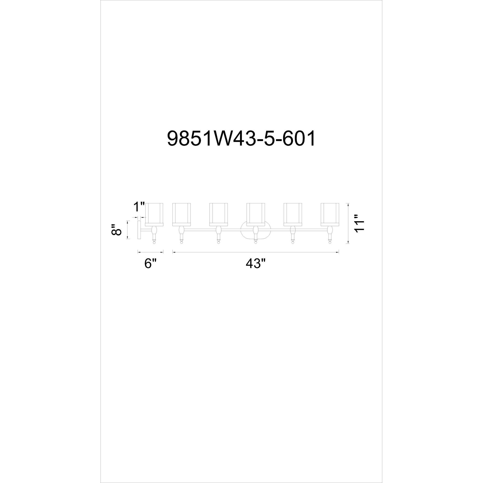 Maybelle 43 Inch 5 Light Bath Vanity Light by CWI Lighting