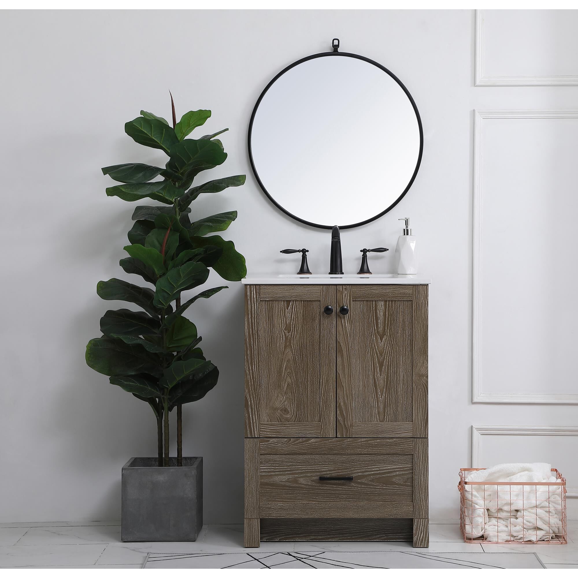 Shown in Weathered Oak And Black With Ivory finish