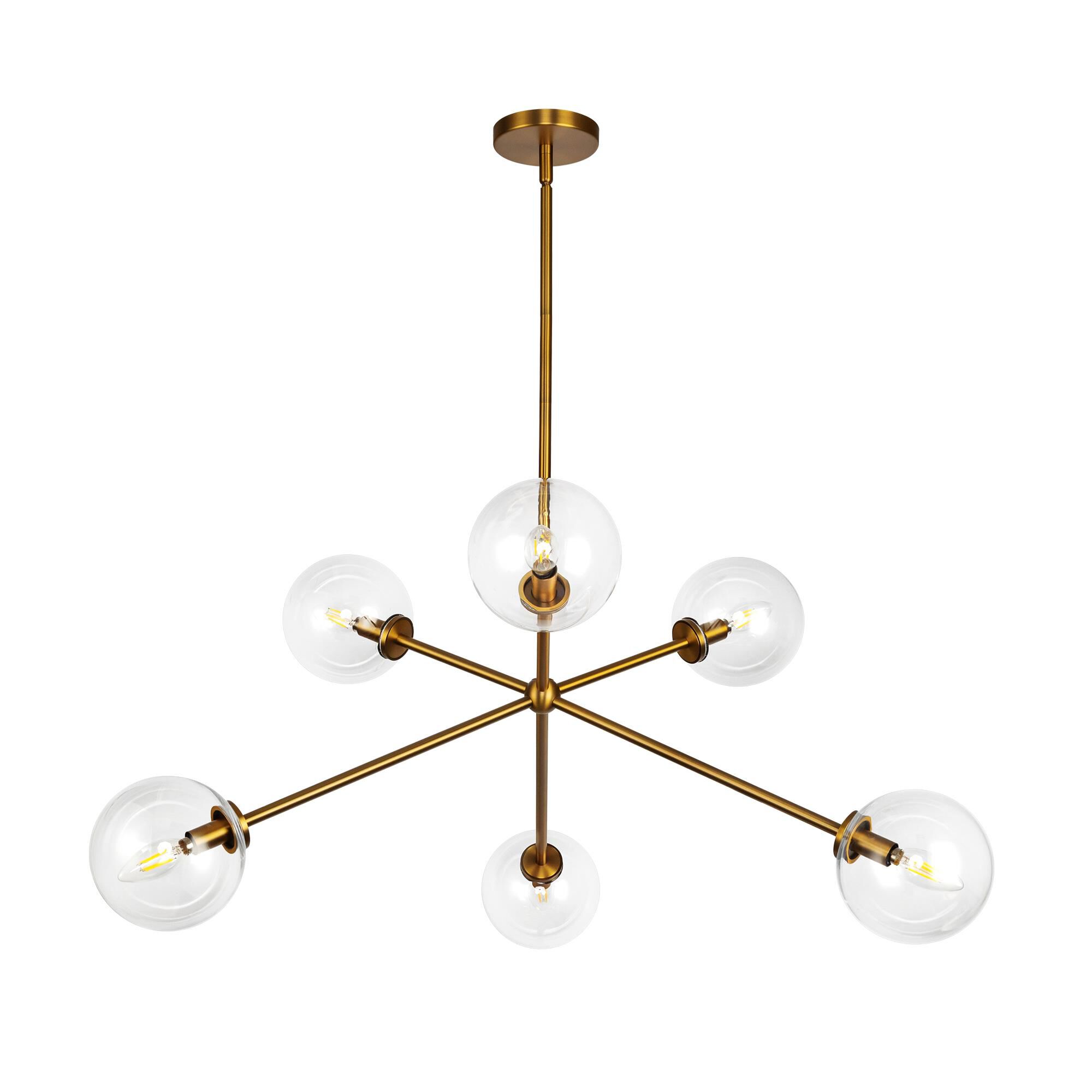 Shown in Aged Brass/Clear Glass|matte Black/Clear Glass finish and Clear glass and Clear Glass shade