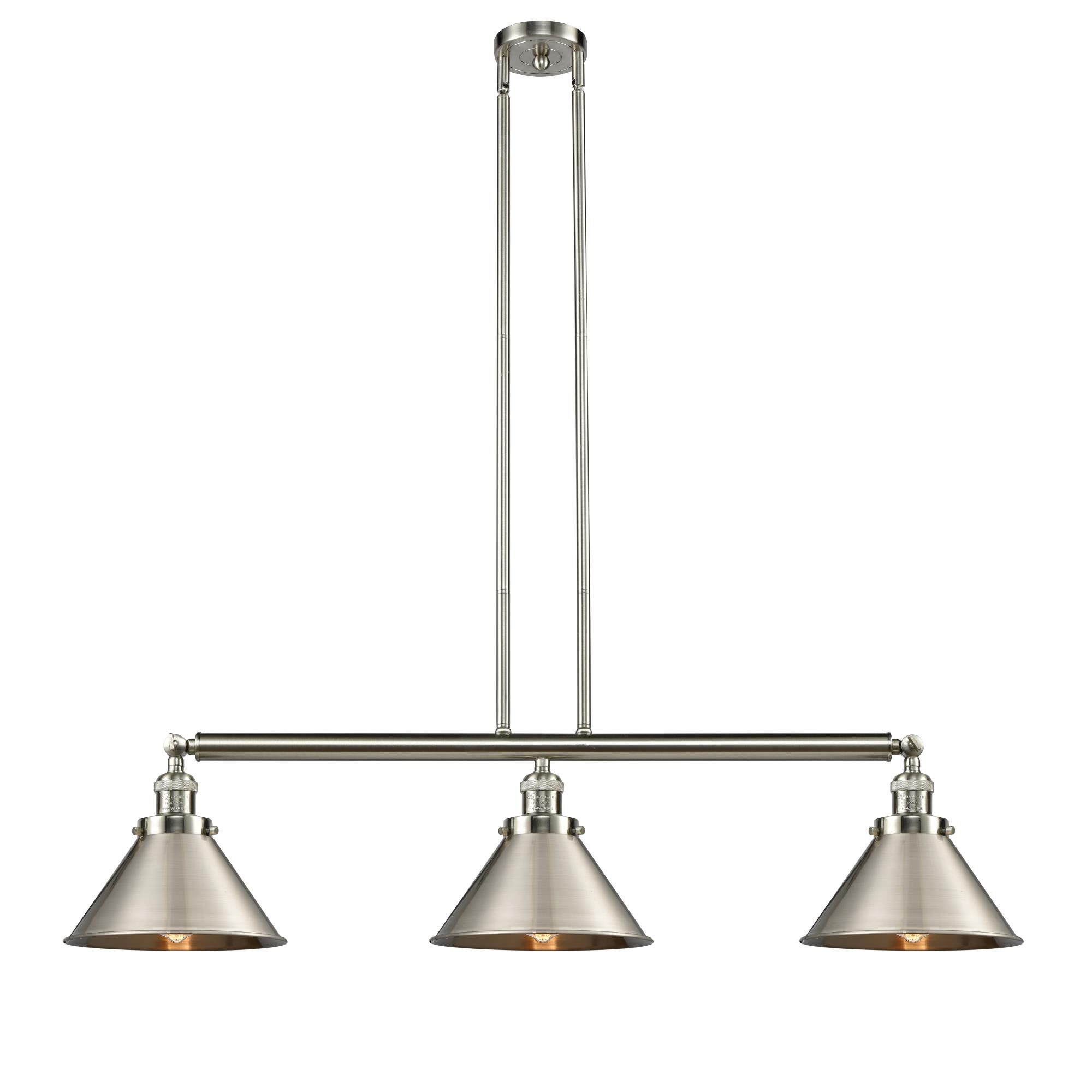 Shown in Brushed Satin Nickel finish and Brushed Satin Nickel Briarcliff shade