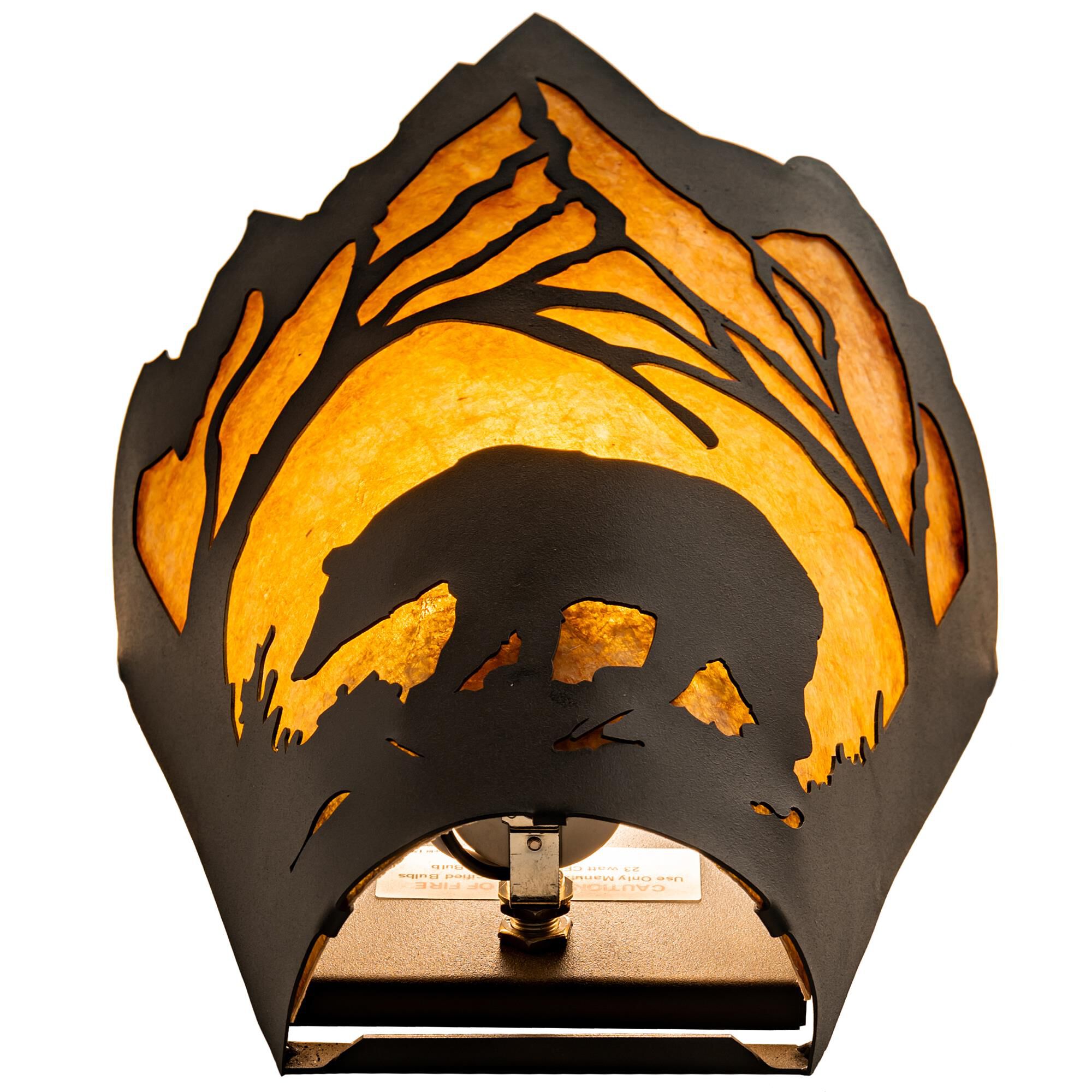 Shown with Black Metal Finish;Amber Mica glass