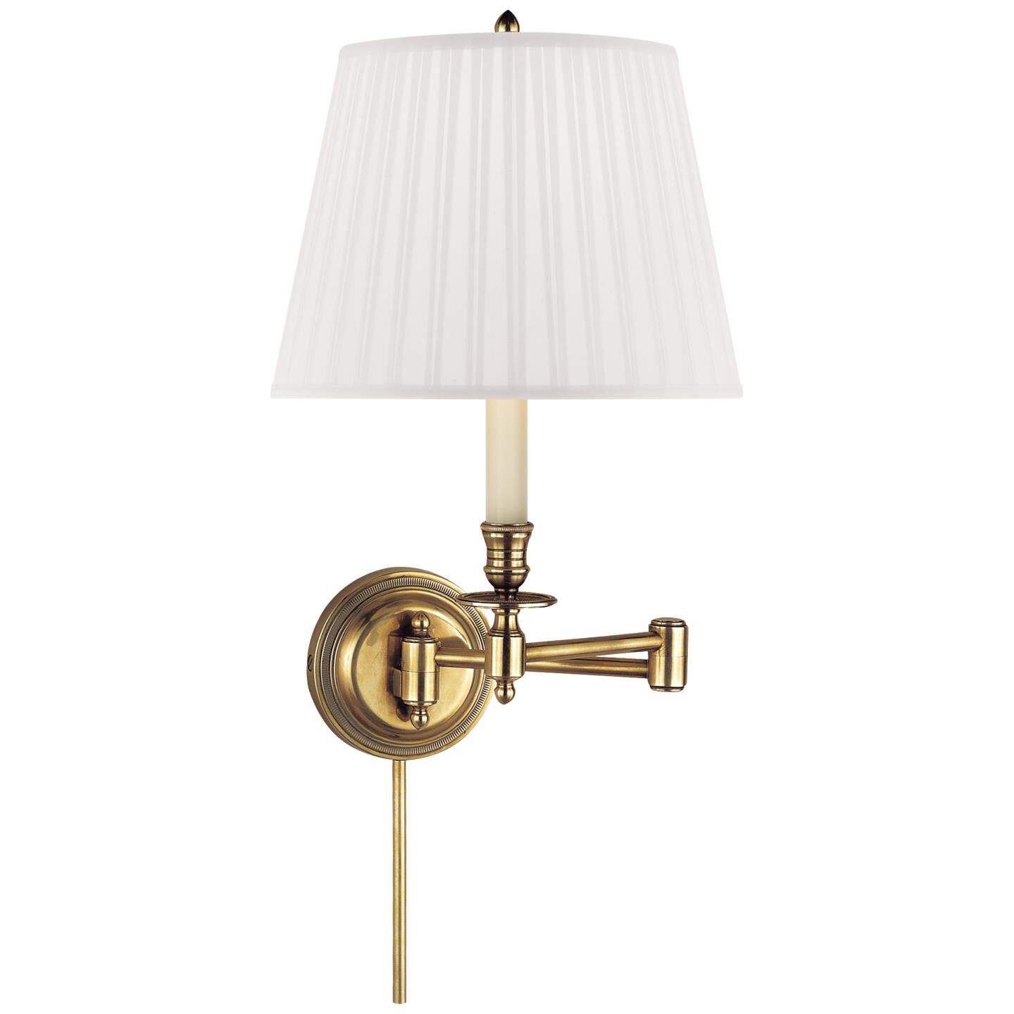 Shown in Hand-Rubbed Antique Brass finish and Silk shade