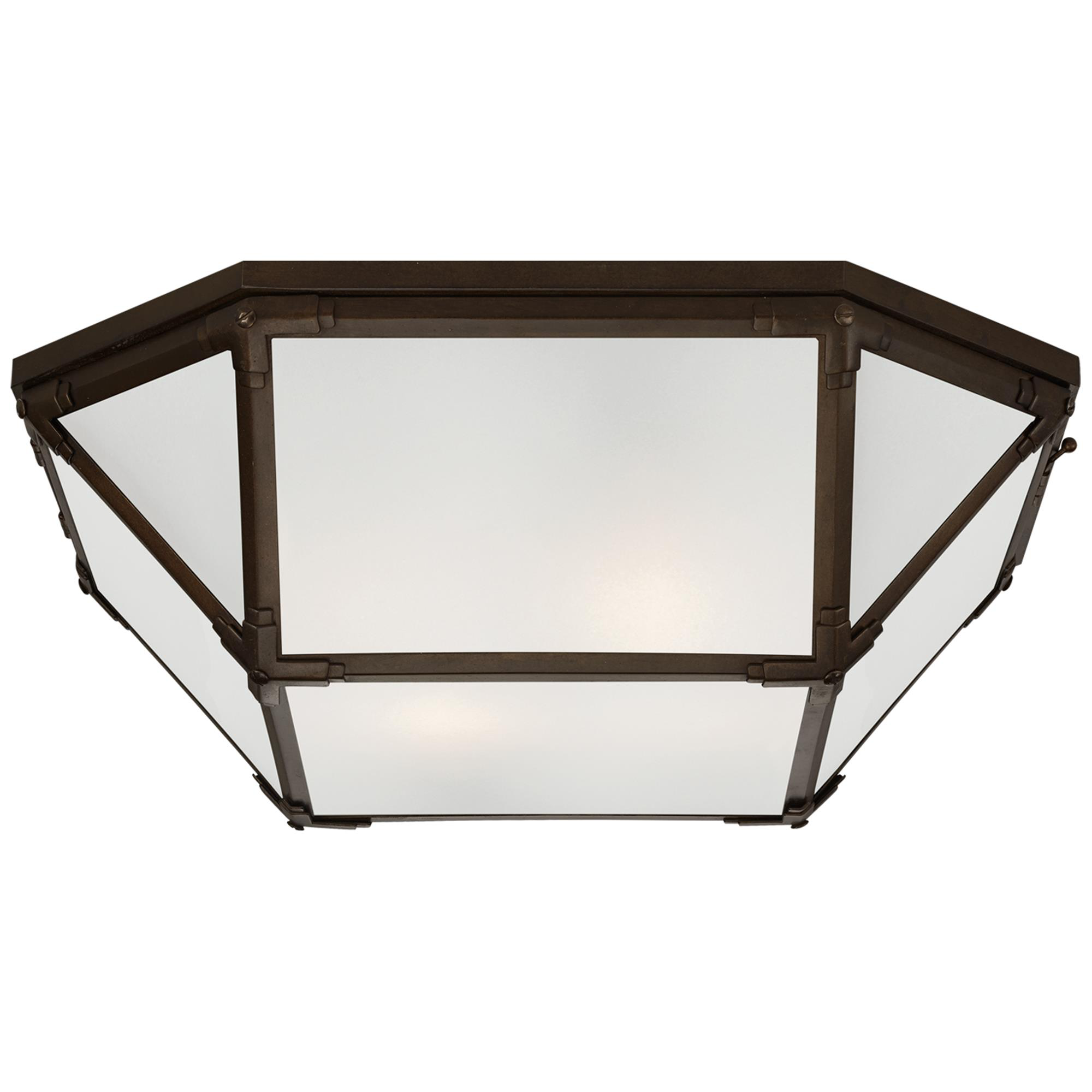 Shown in Antique Zinc finish and Frosted glass