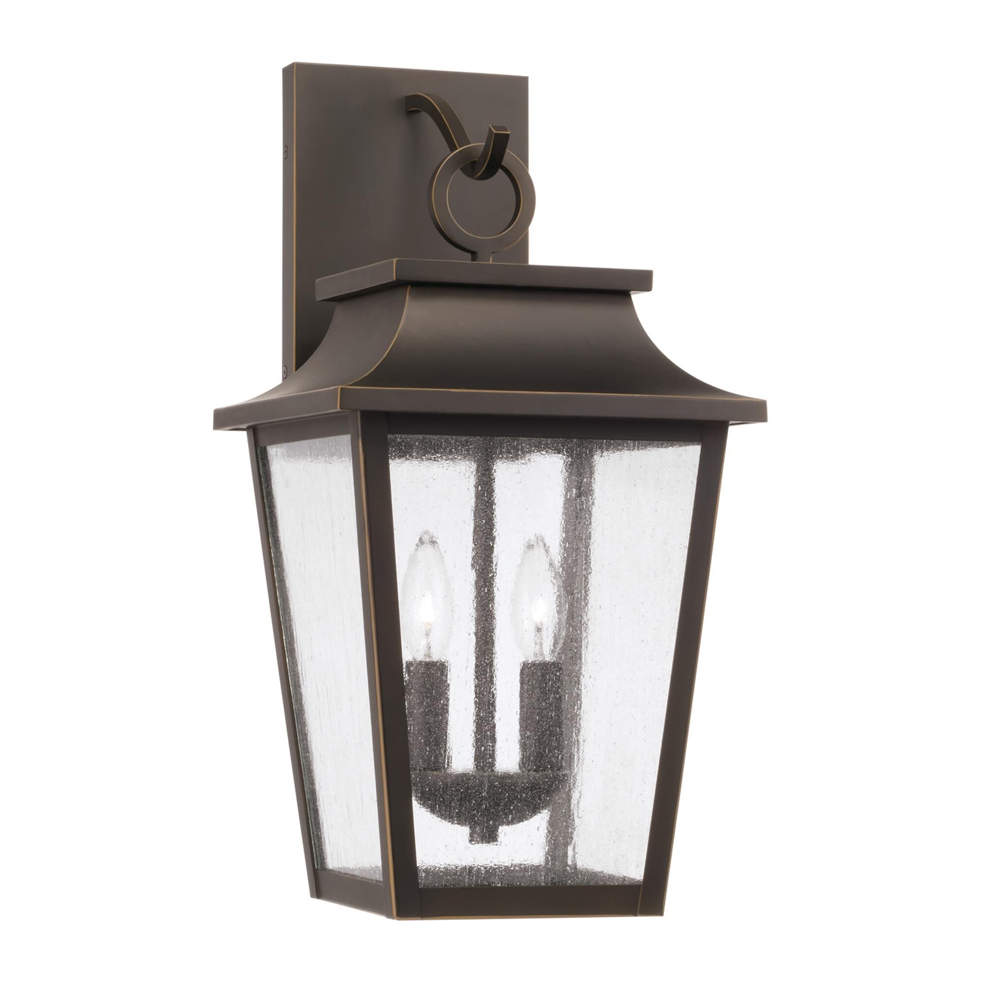 Shown in Oiled Bronze finish and Antiqued glass
