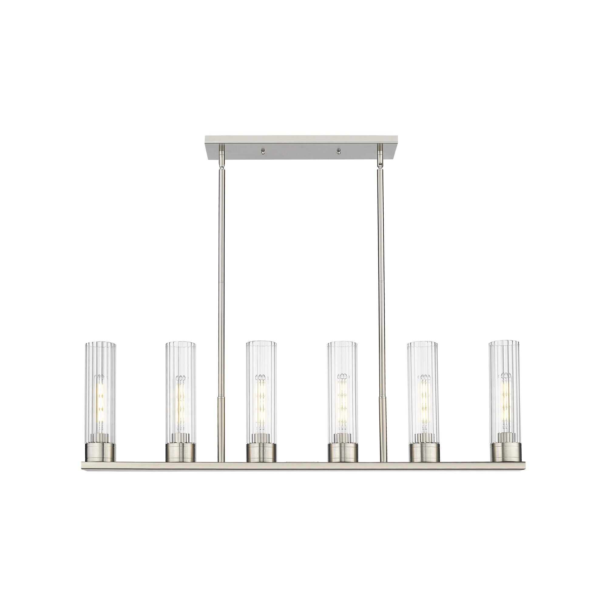 Shown in Satin Nickel finish and Clear glass